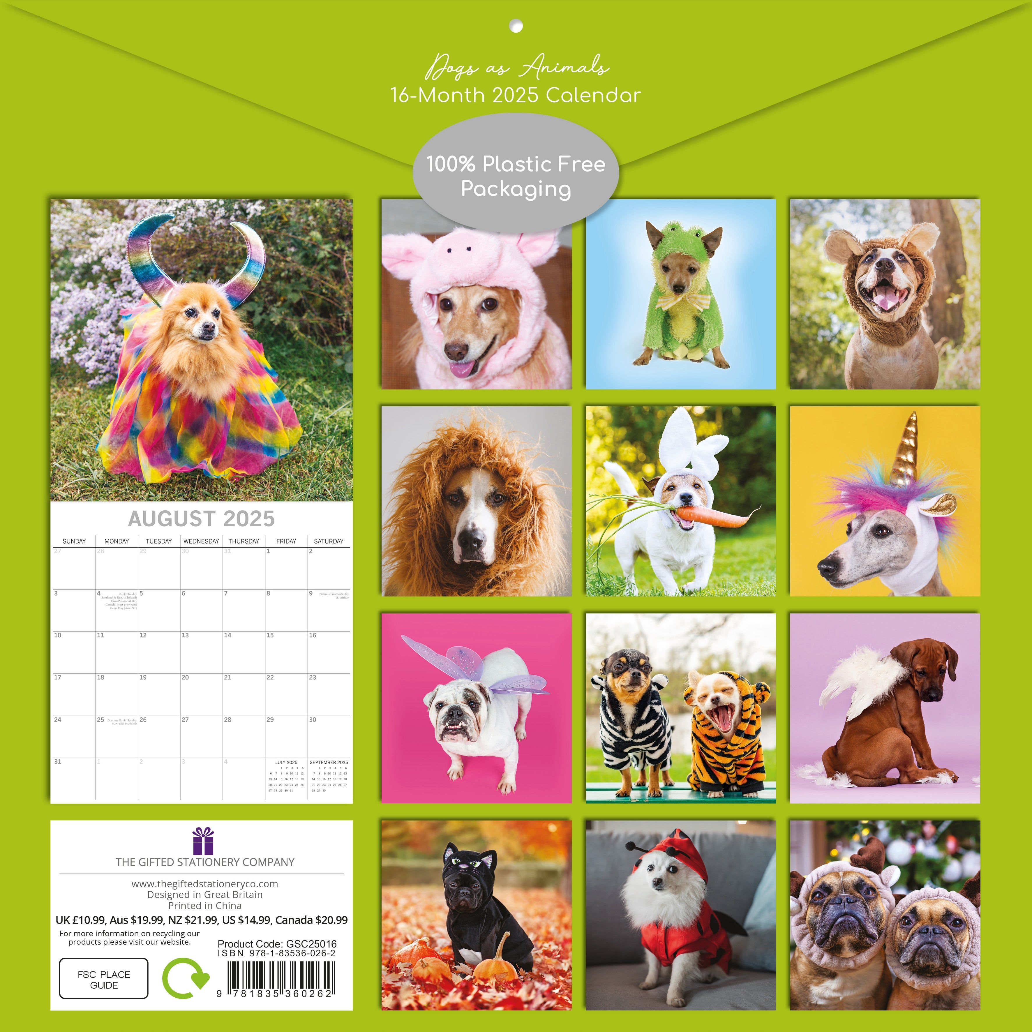 2025 Dogs as Animals - Square Wall Calendar