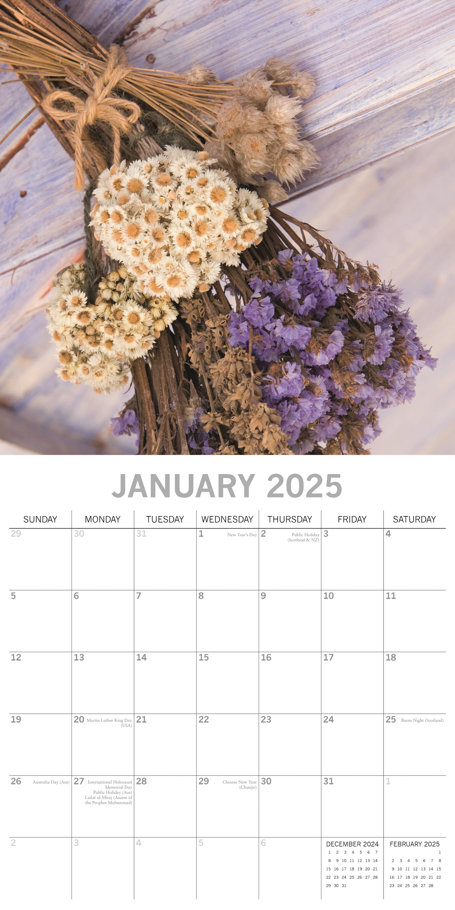 2025 Dried Flowers - Square Wall Calendar