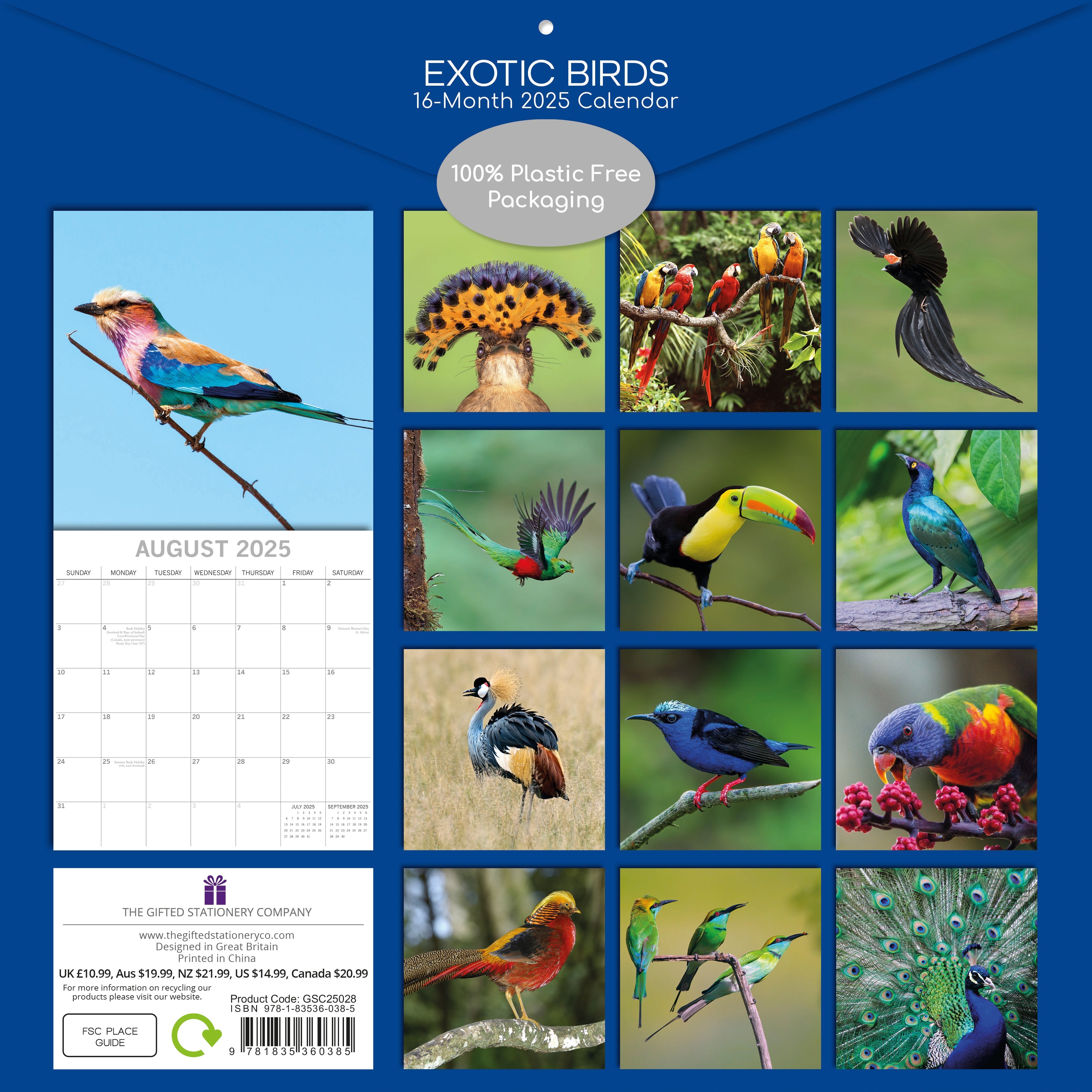 2025 Exotic Birds - Square Wall Calendar