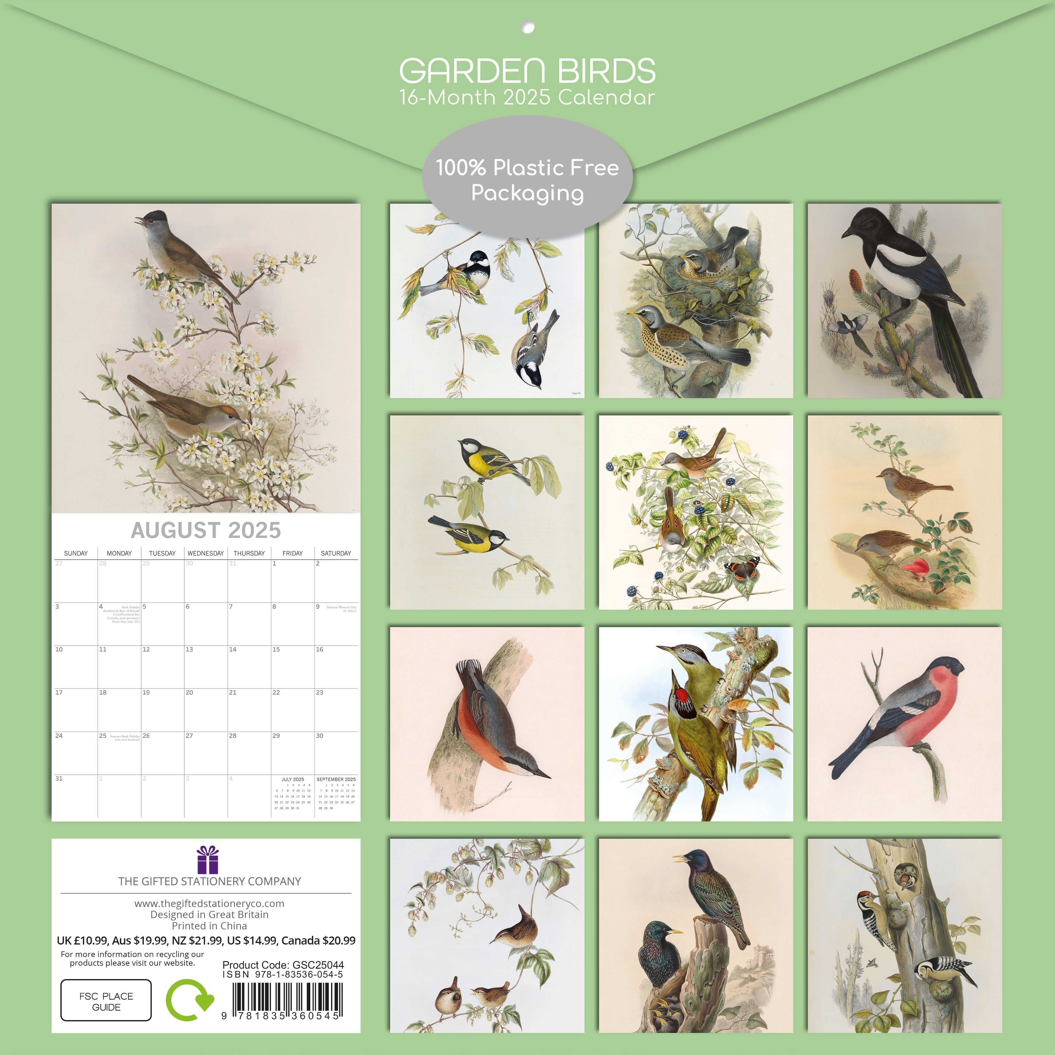 2025 Garden Birds - Square Wall Calendar