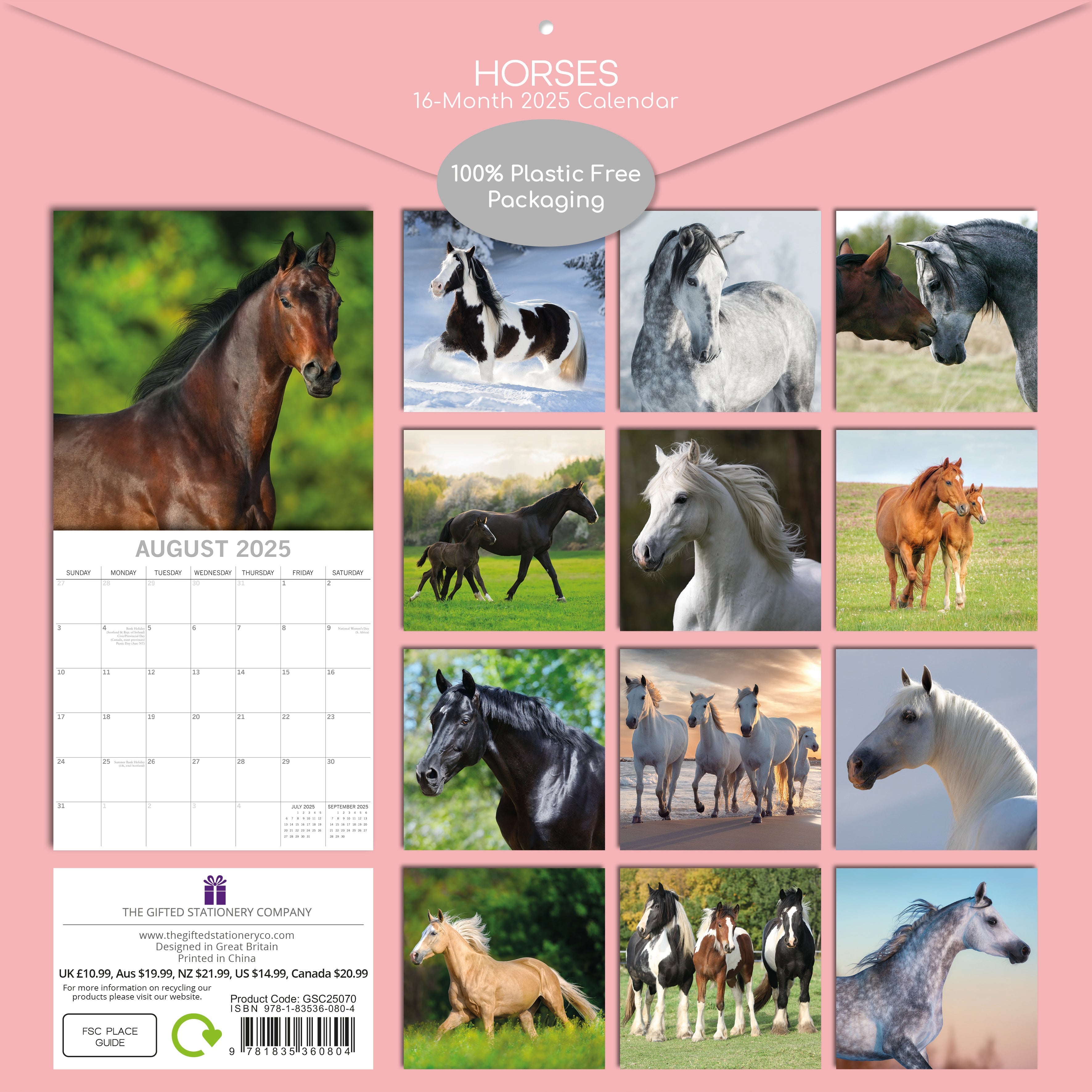 2025 Horses - Square Wall Calendar