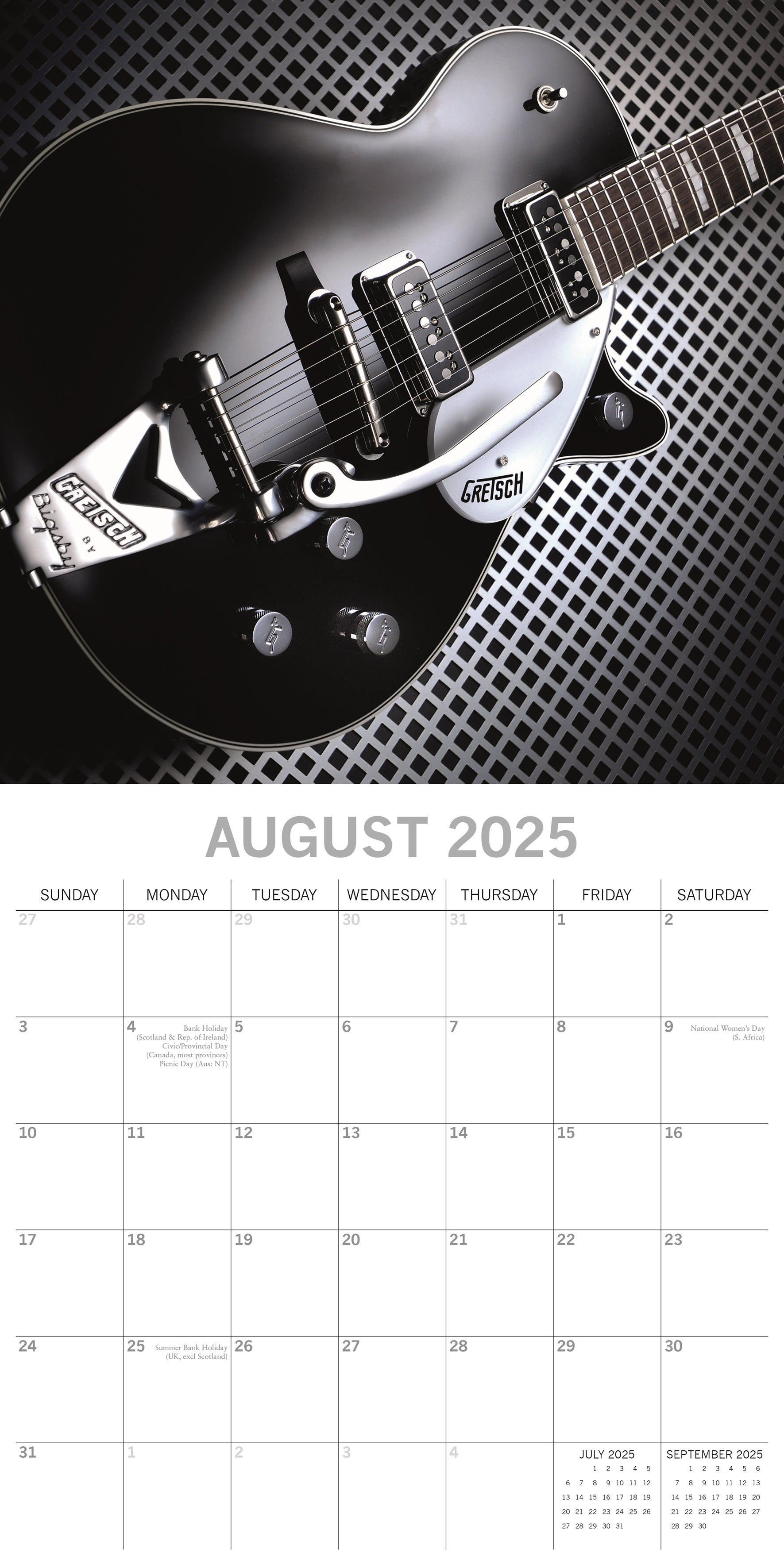 2025 Iconic Guitars Square Wall Calendar