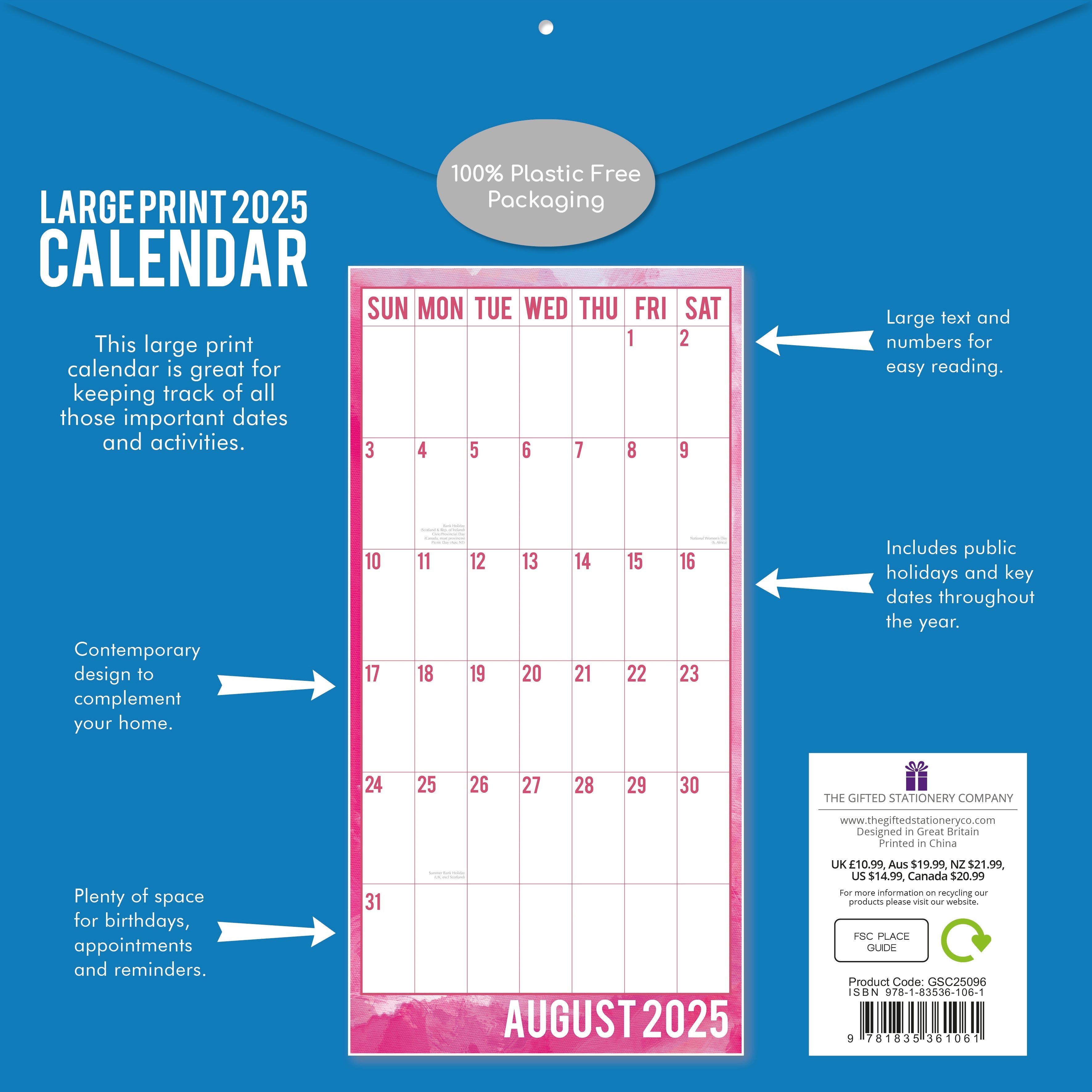 2025 Large Print - Square Wall Calendar