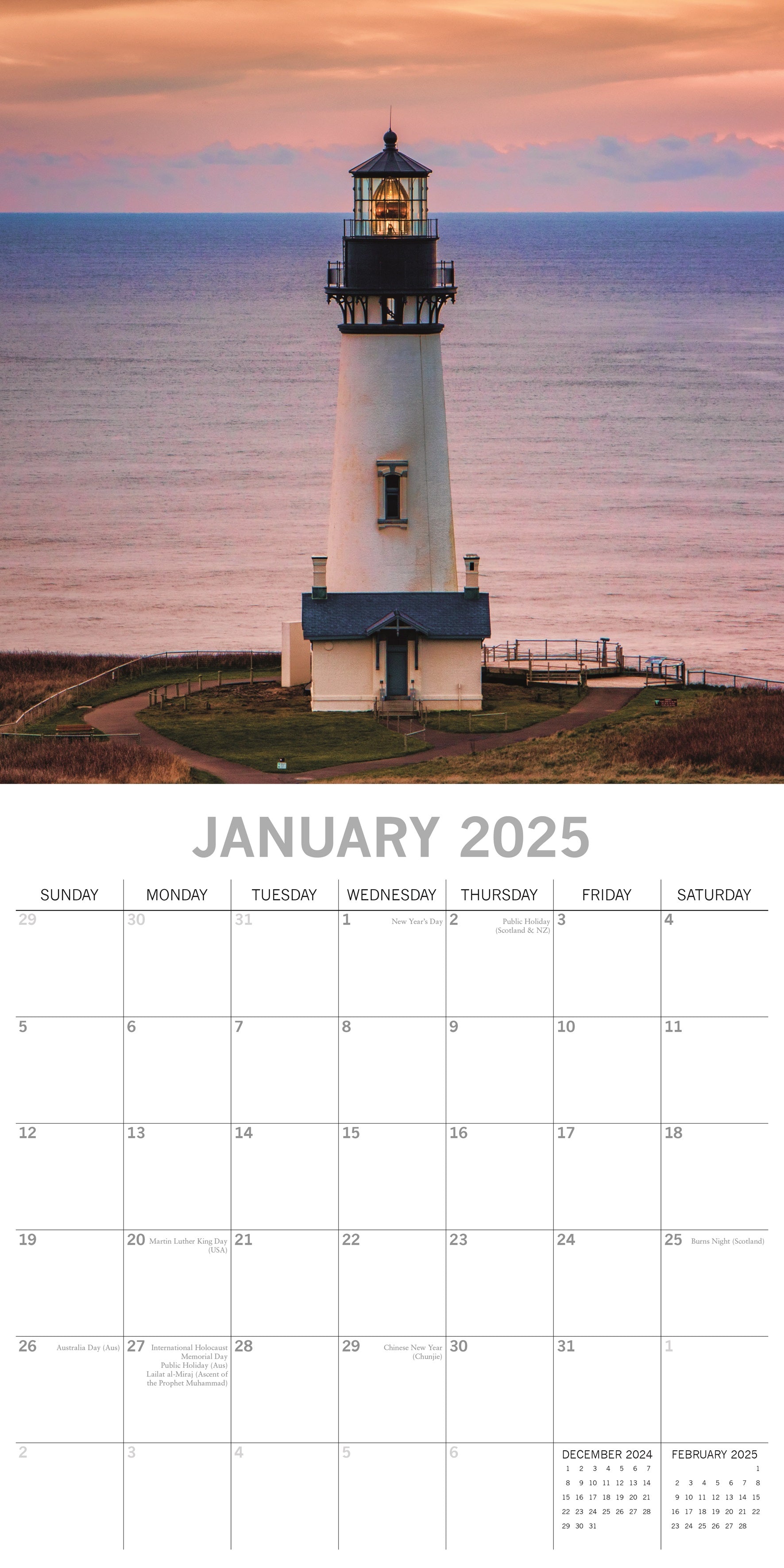 2025 Lighthouses - Square Wall Calendar