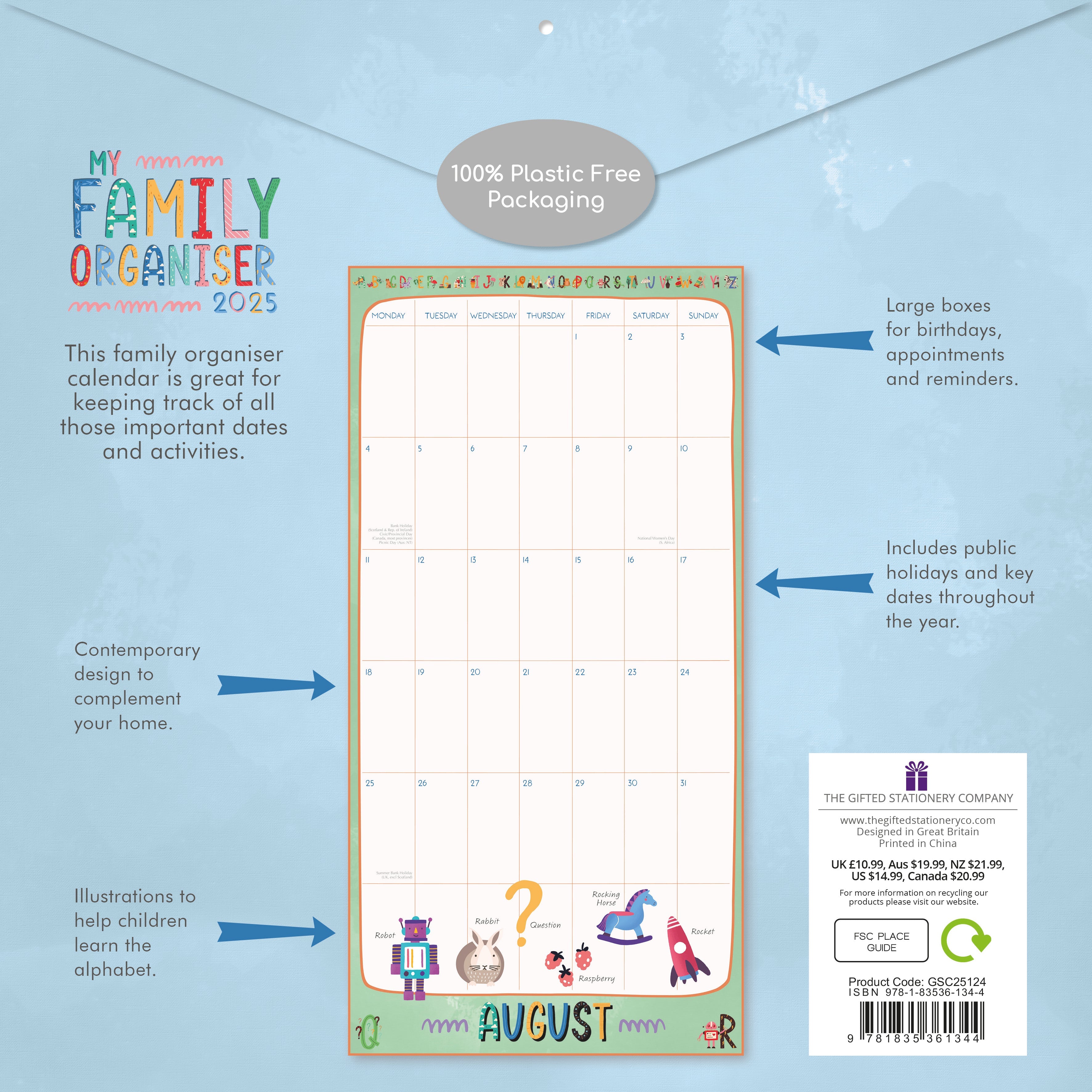 2025 My Family Organiser - Square Wall Calendar