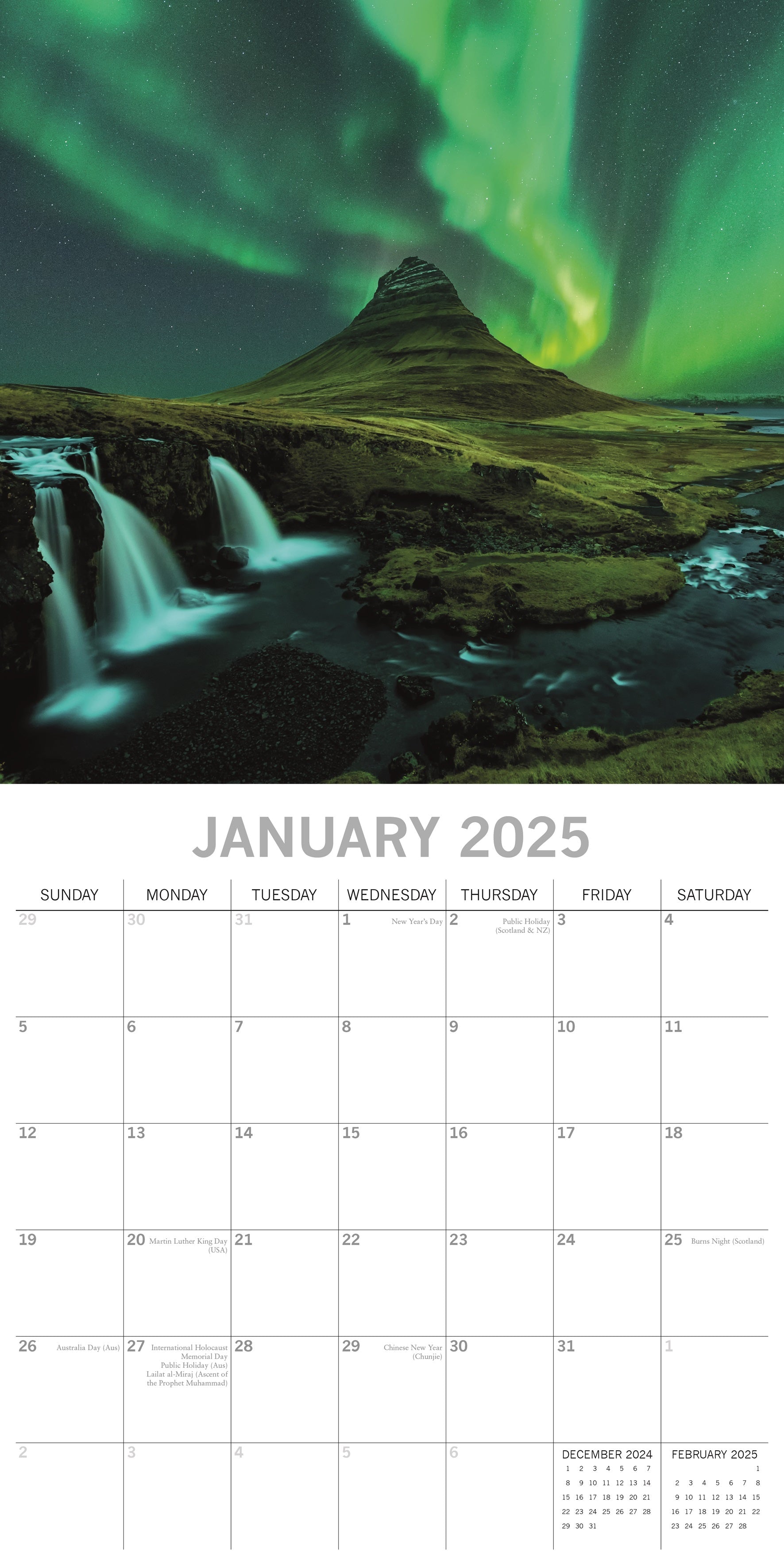 2025 Northern Lights - Square Wall Calendar