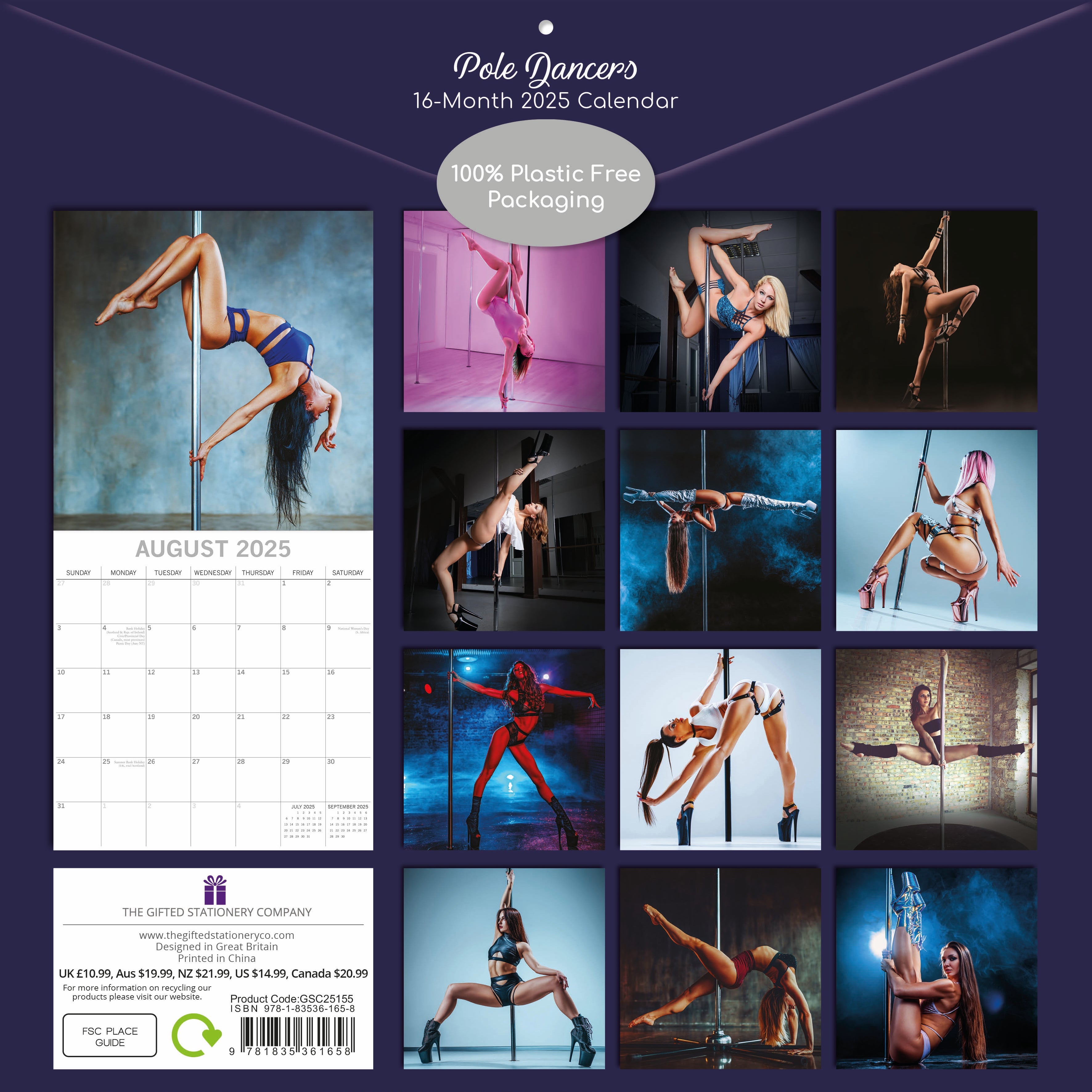 2025 Pole Dancers - Square Wall Calendar