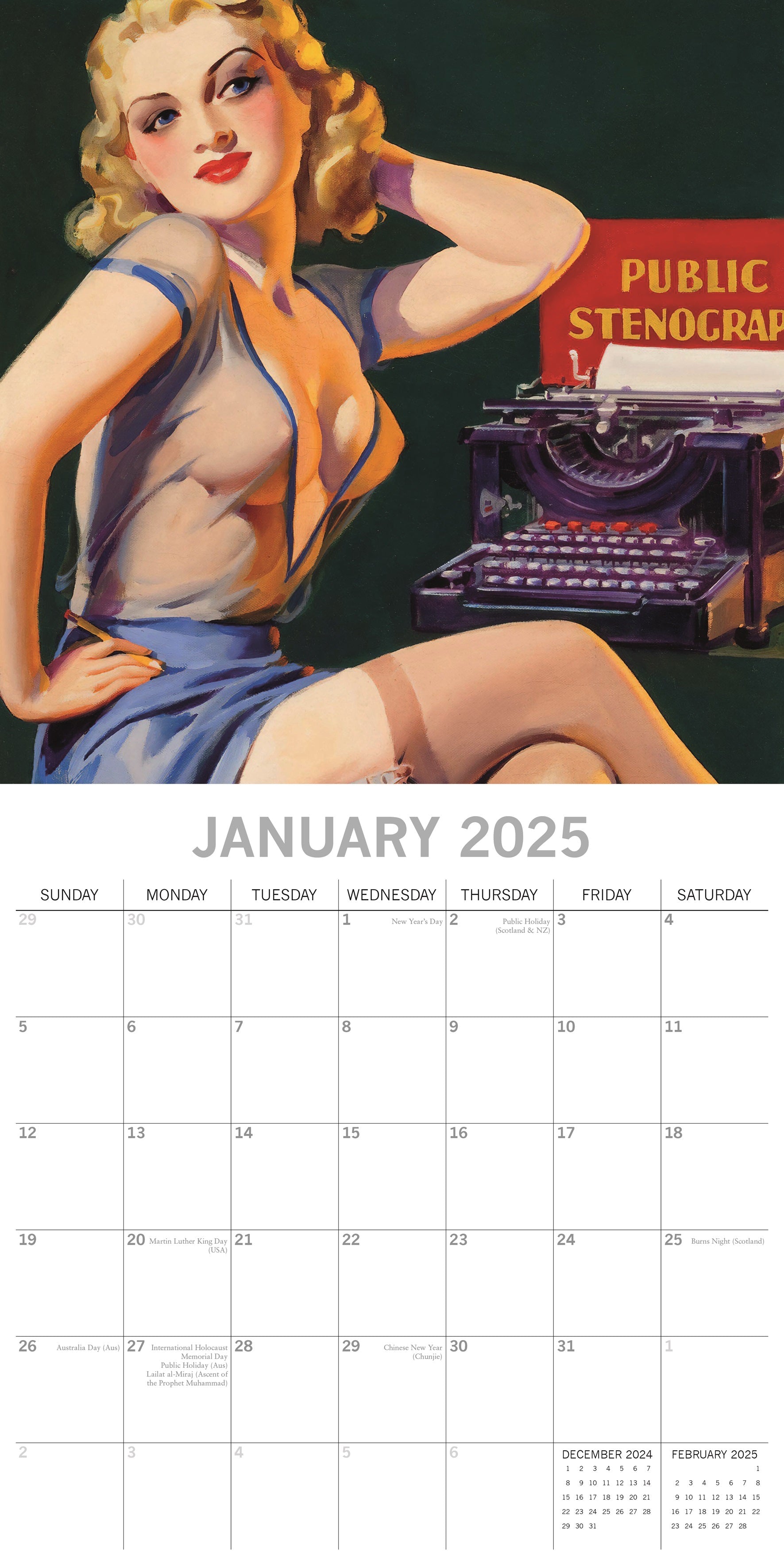 2025 Retro Pin Ups - Square Wall Calendar