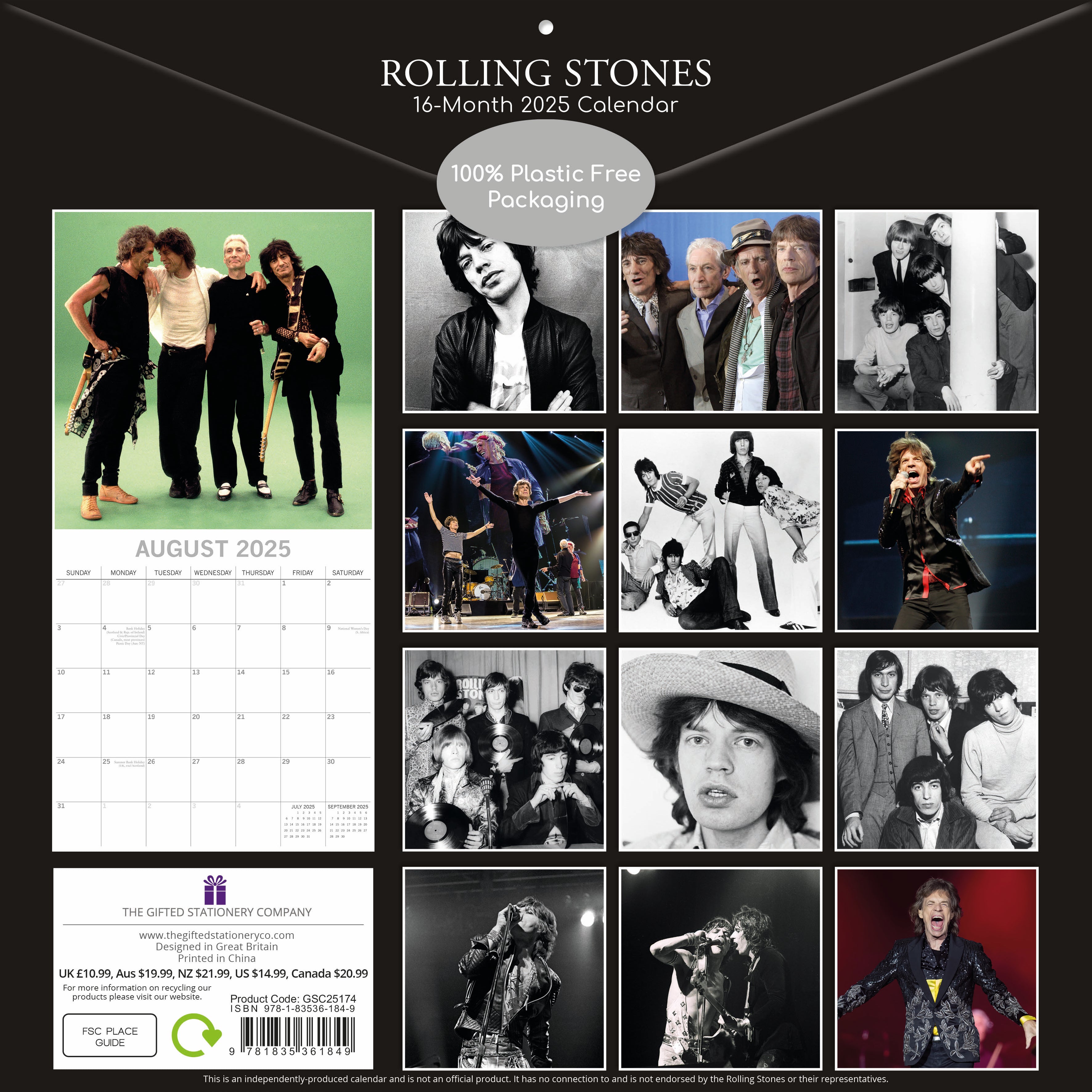 2025 Rolling Stones - Square Wall Calendar