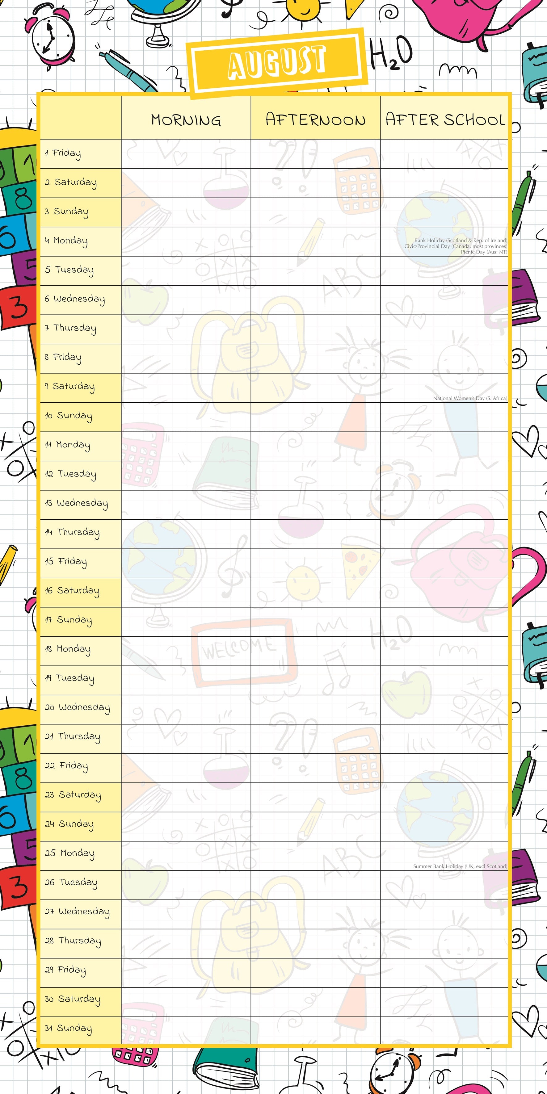 2025 School - Square Wall Calendar