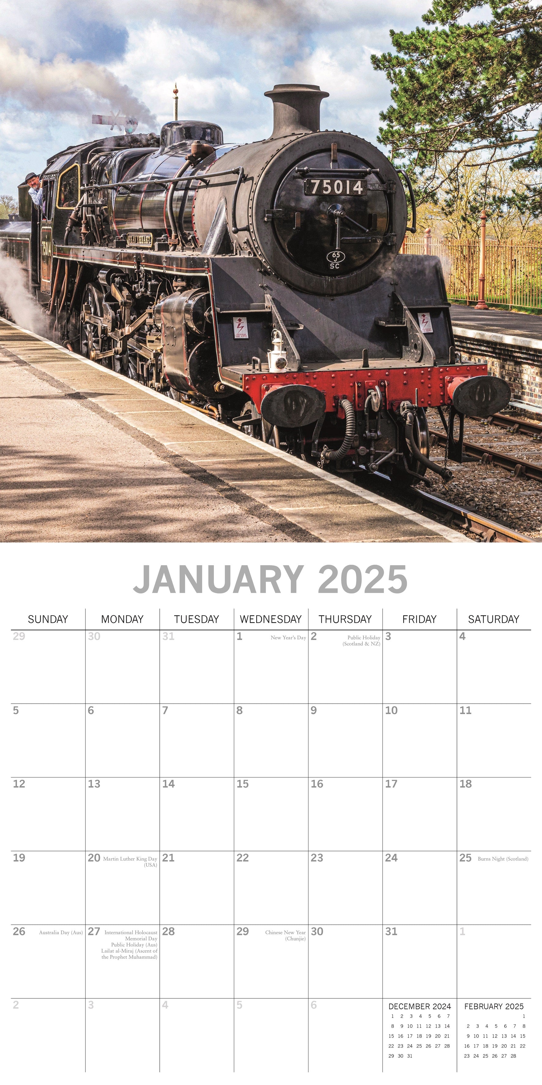 2025 Steam Trains - Square Wall Calendar