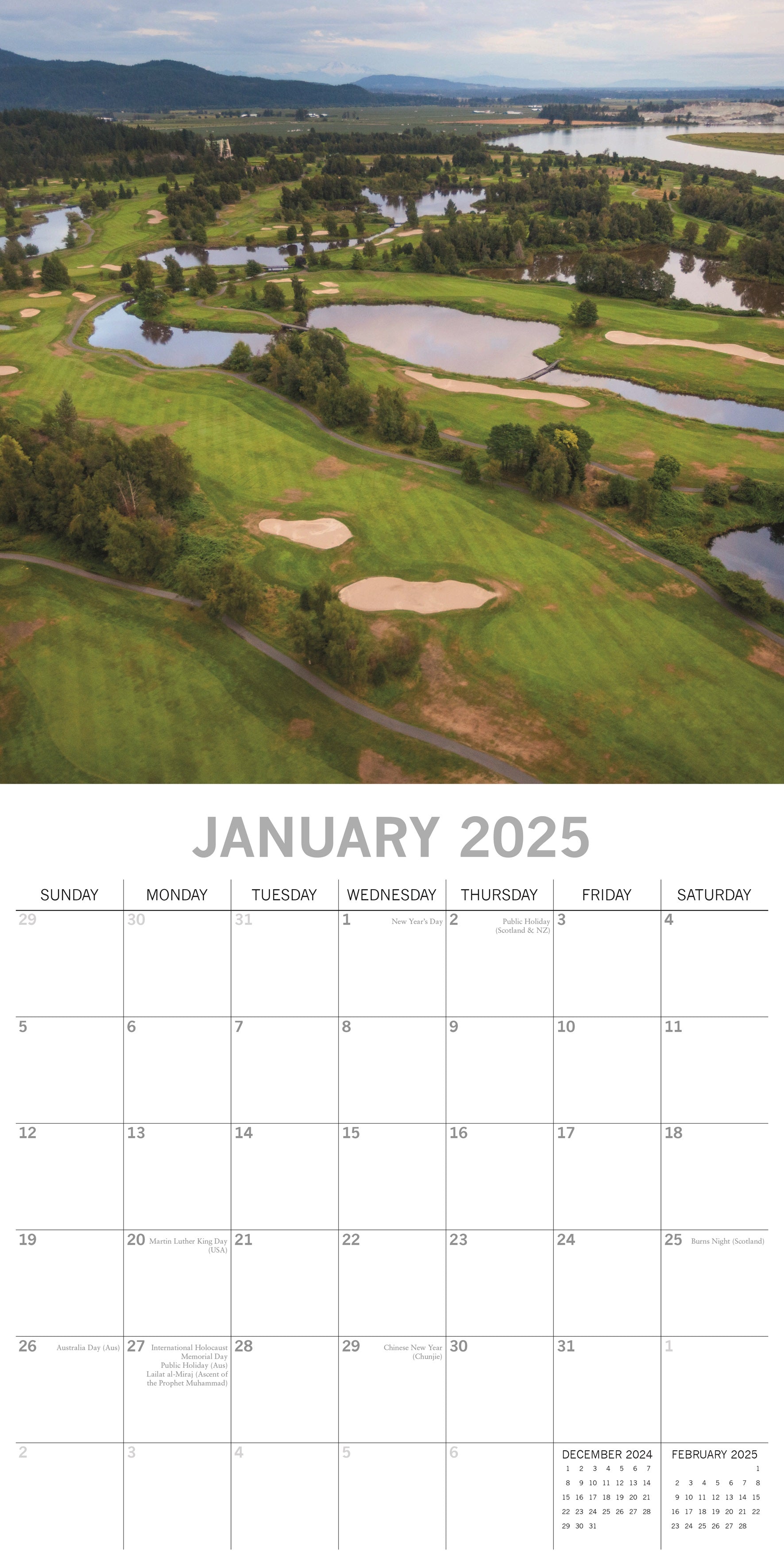 2025 The World of Golf - Square Wall Calendar