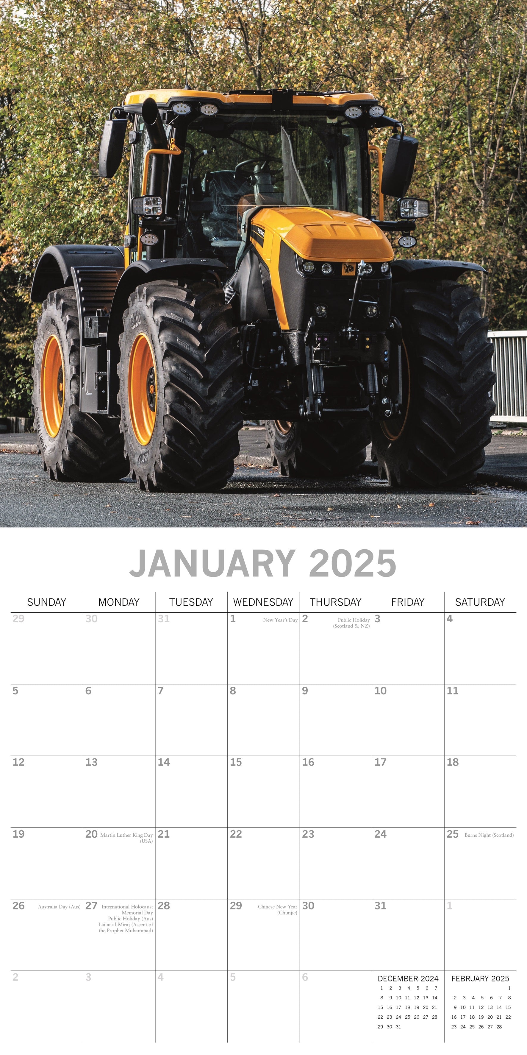 2025 Tractors - Square Wall Calendar