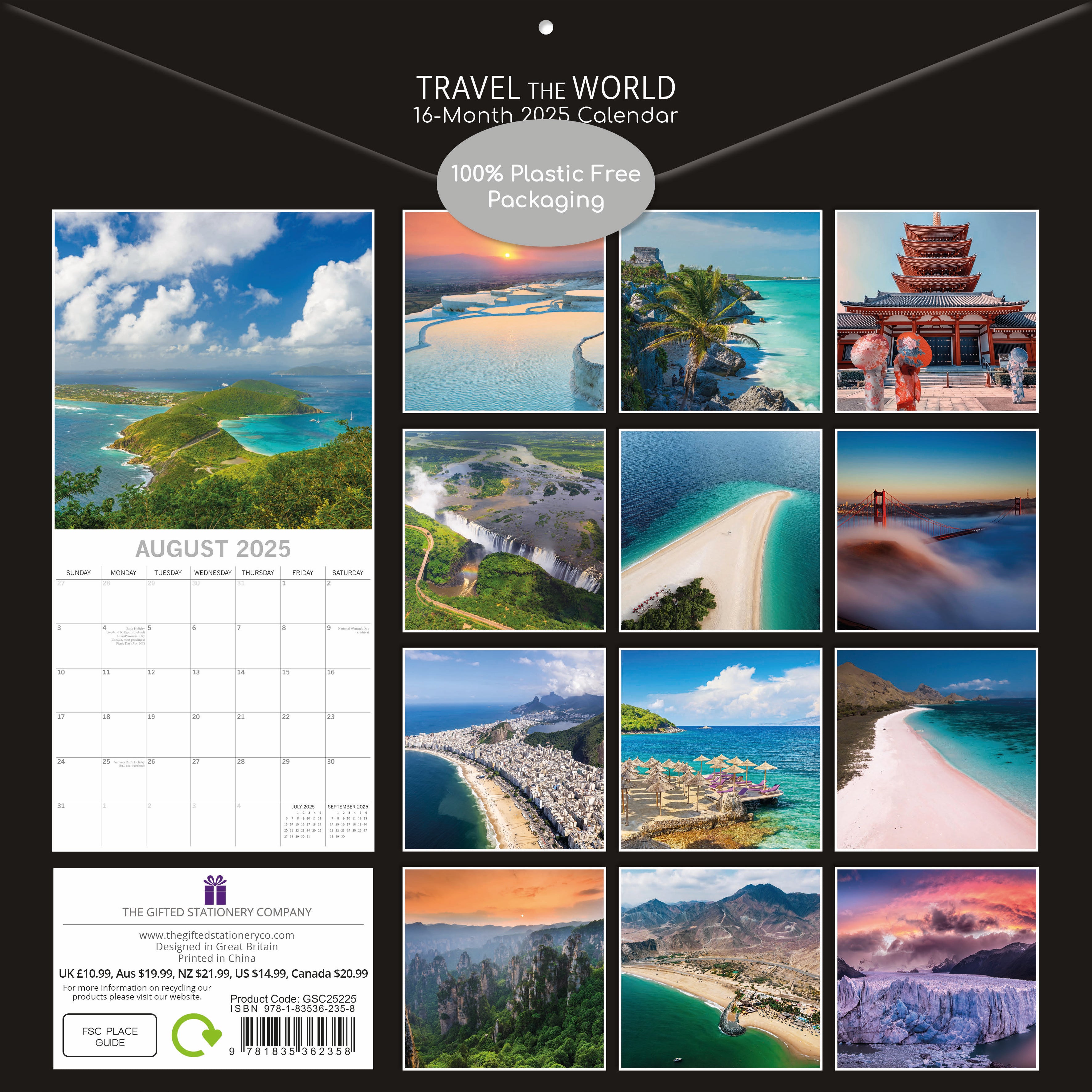 2025 Travel the World - Square Wall Calendar