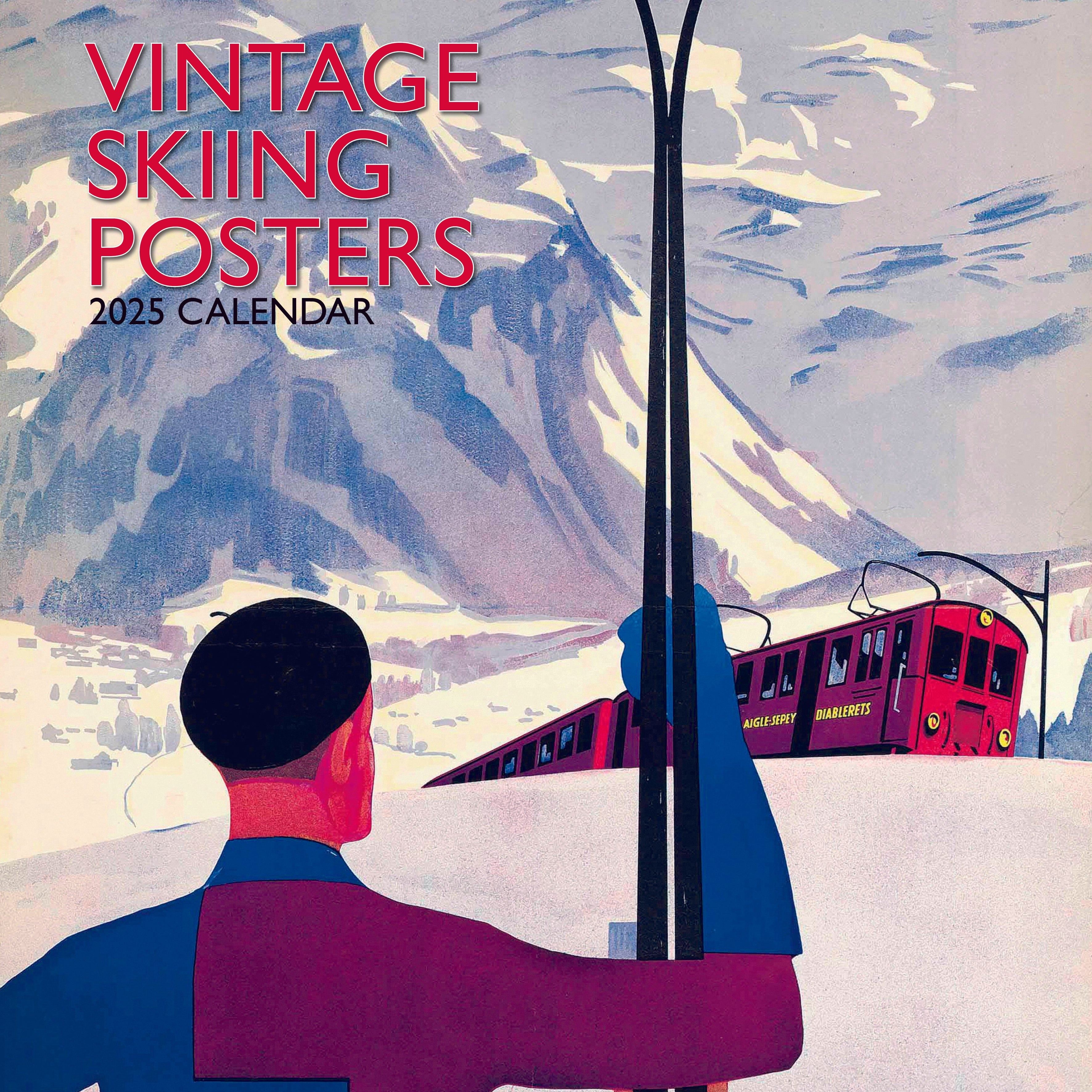 2025 Vintage Skiing Posters - Square Wall Calendar