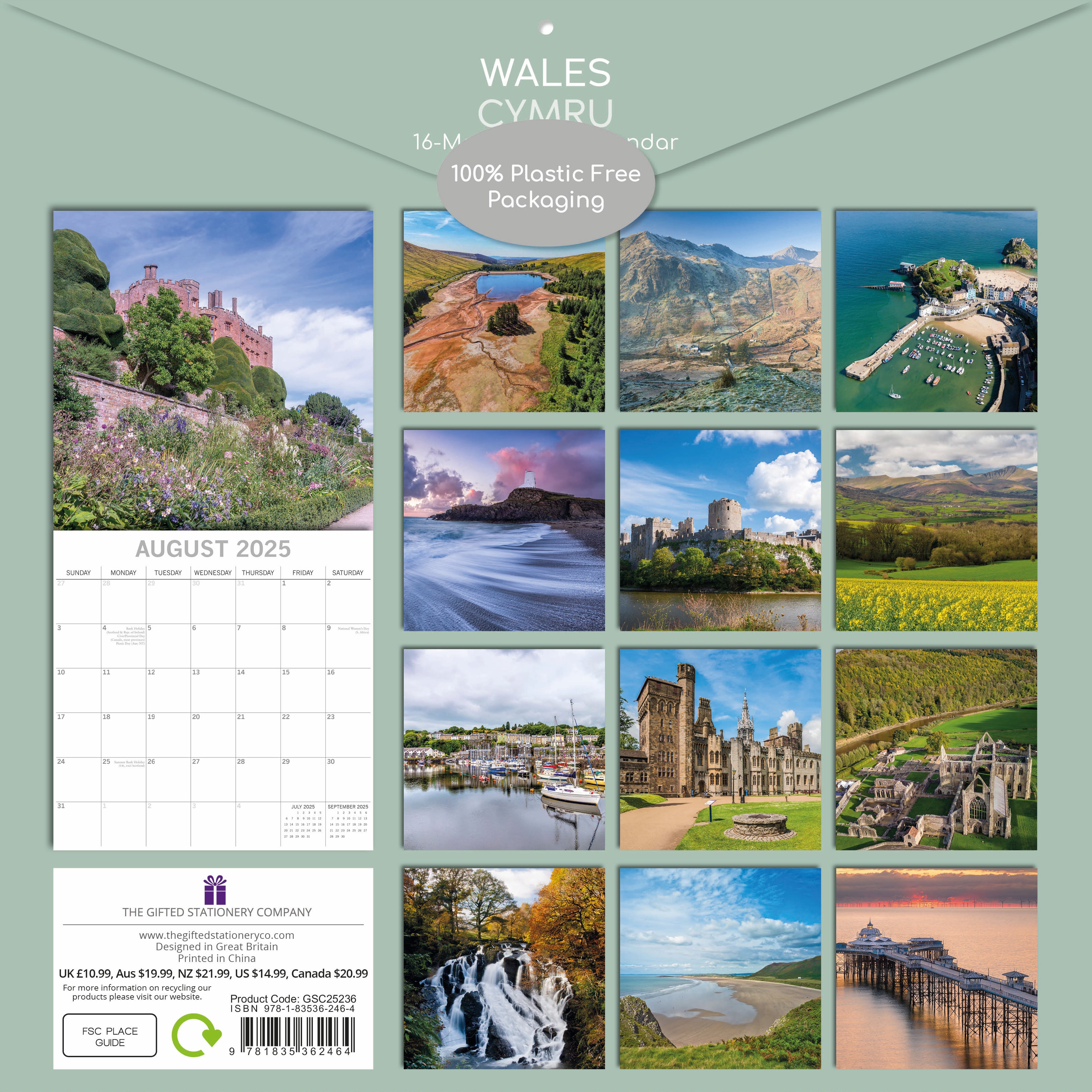 2025 Wales CYMRU - Square Wall Calendar