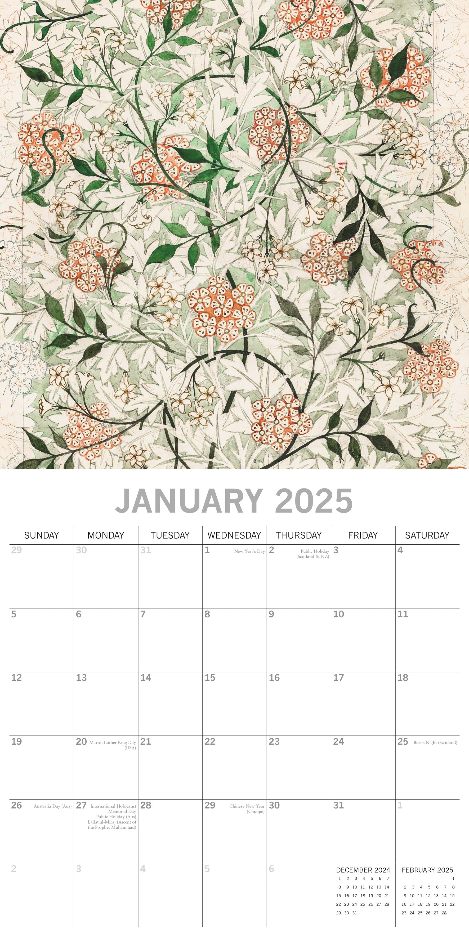 2025 William Morris - Square Wall Calendar