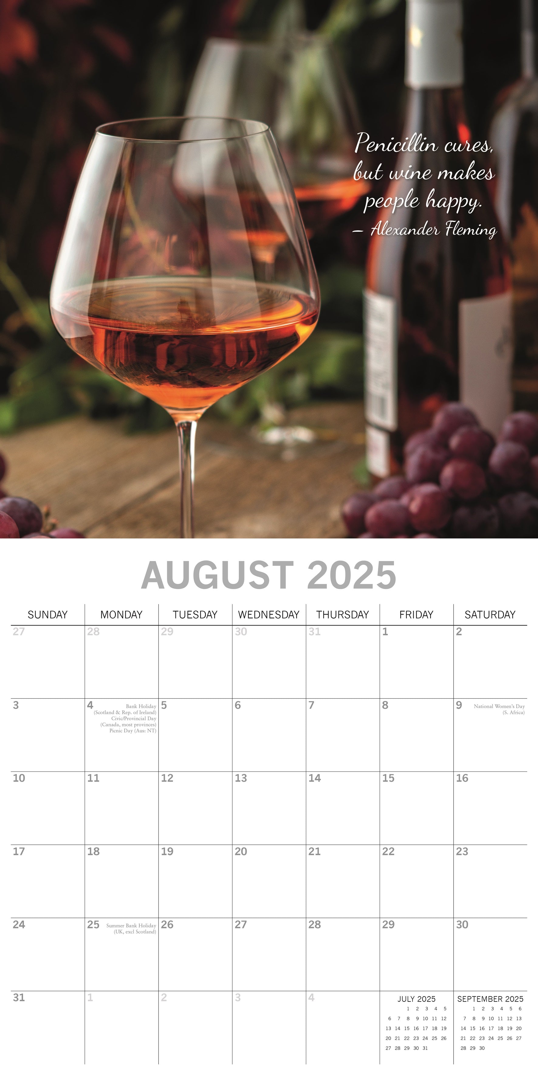 2025 Wine - Square Wall Calendar