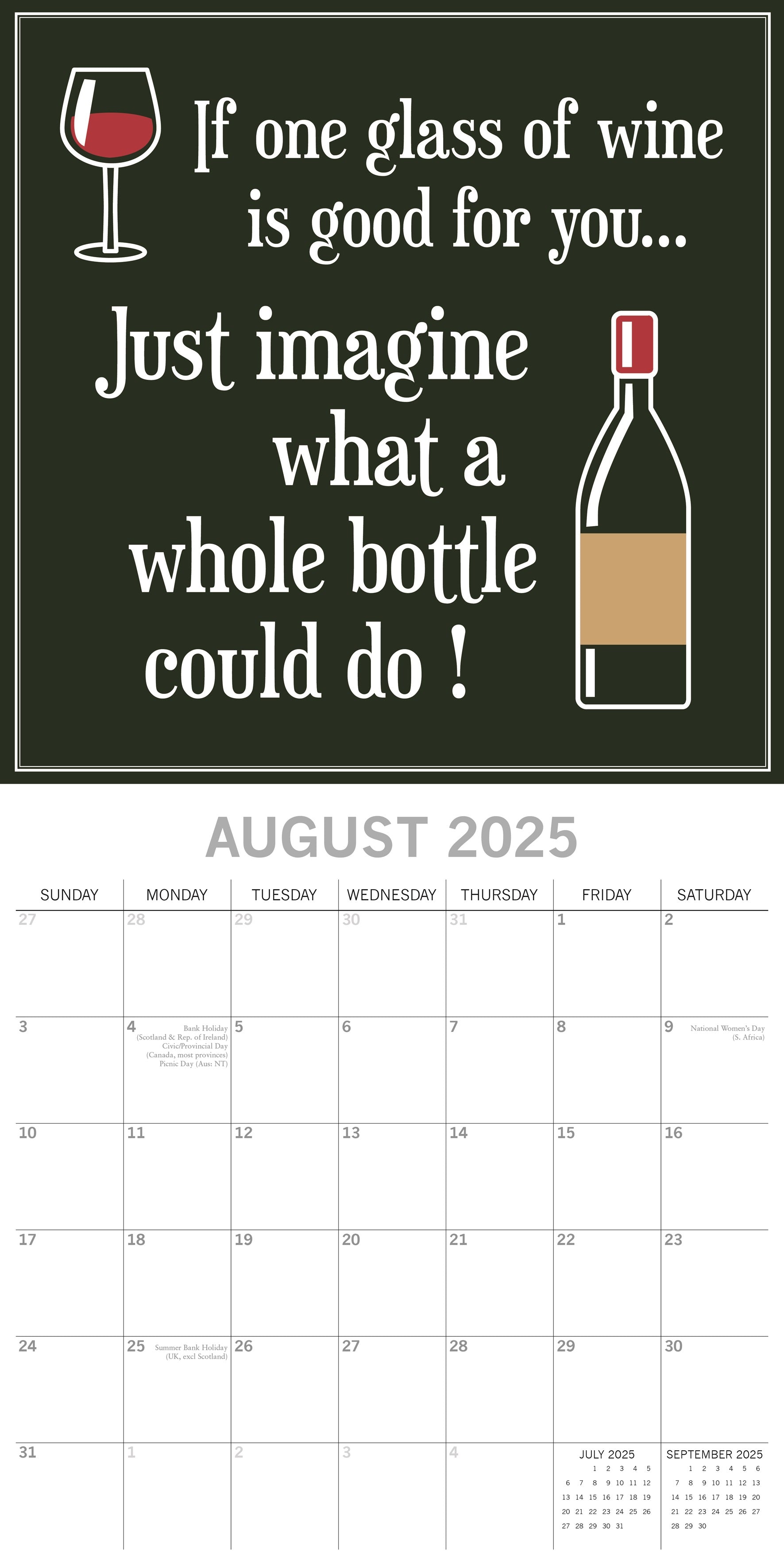 2025 Wine Signs - Square Wall Calendar