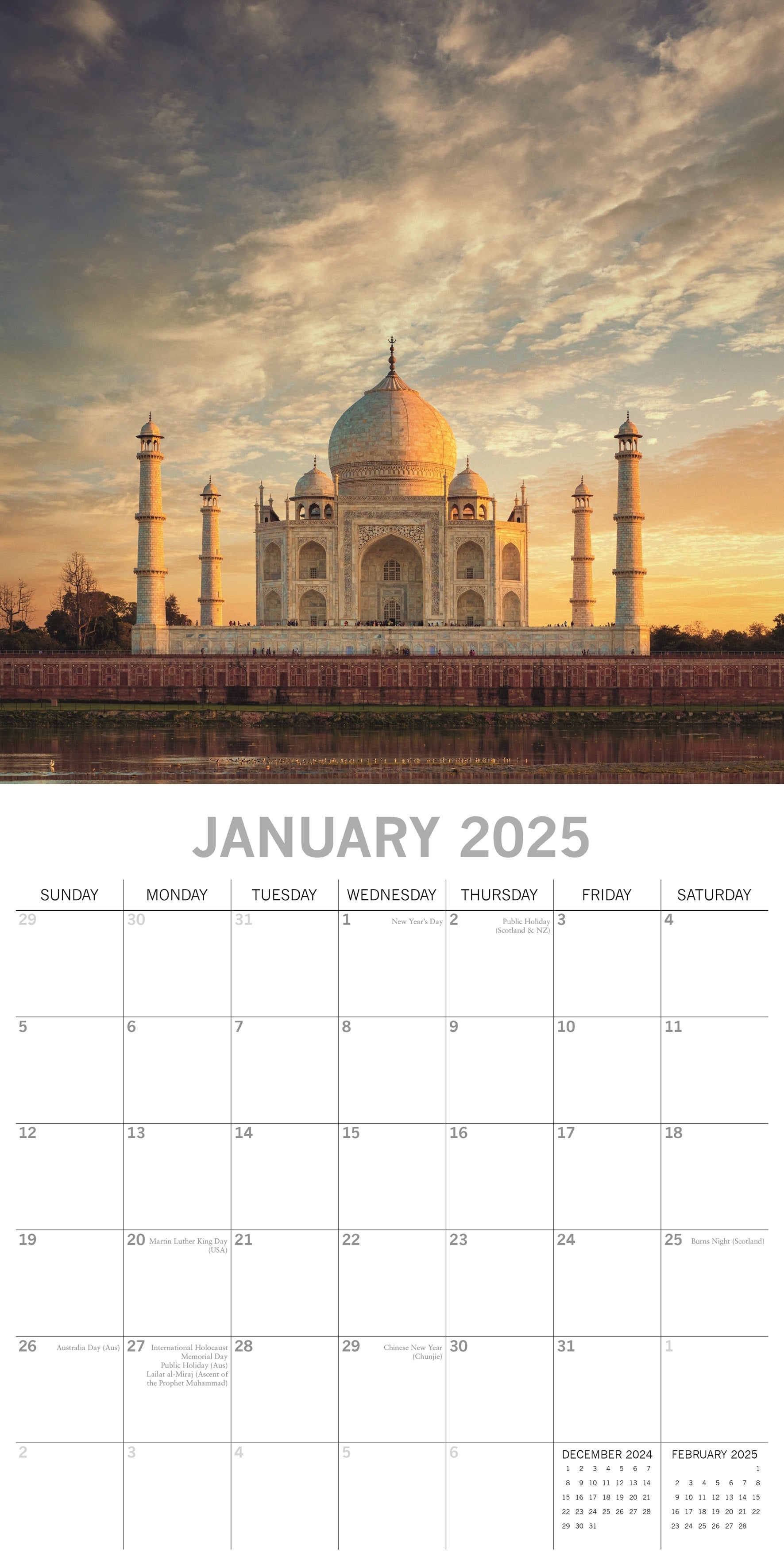 2025 Wonders of the World - Square Wall Calendar