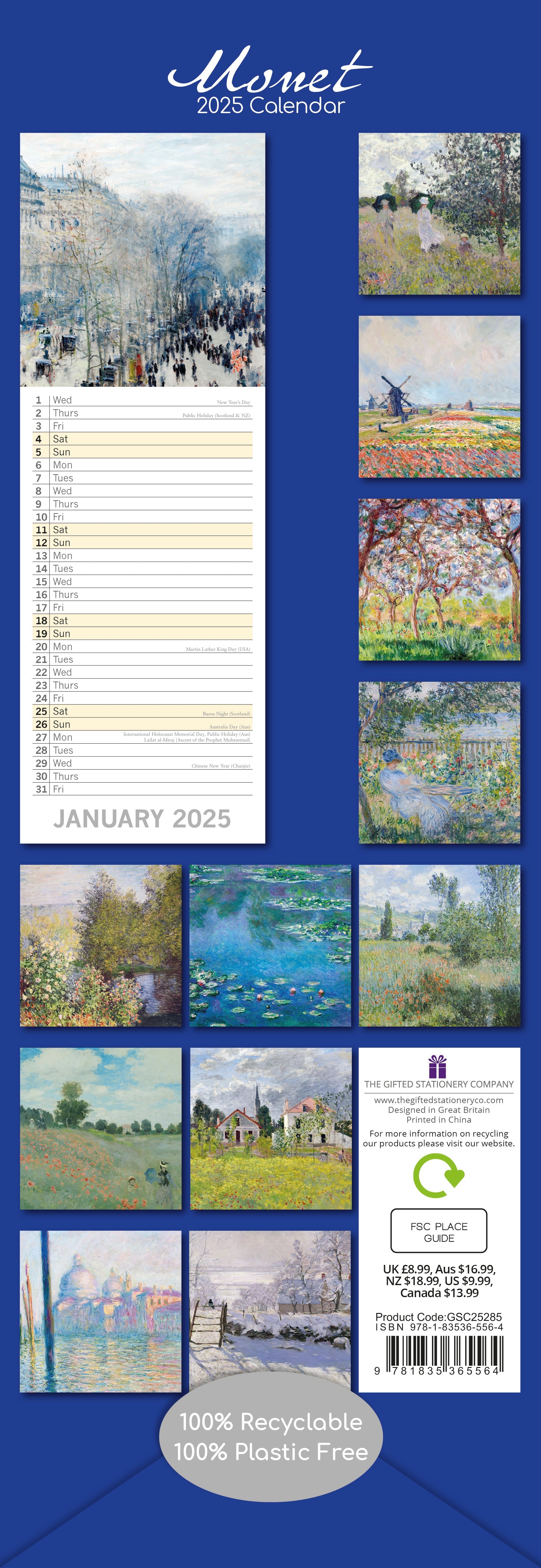 2025 Monet - Slim Wall Calendar