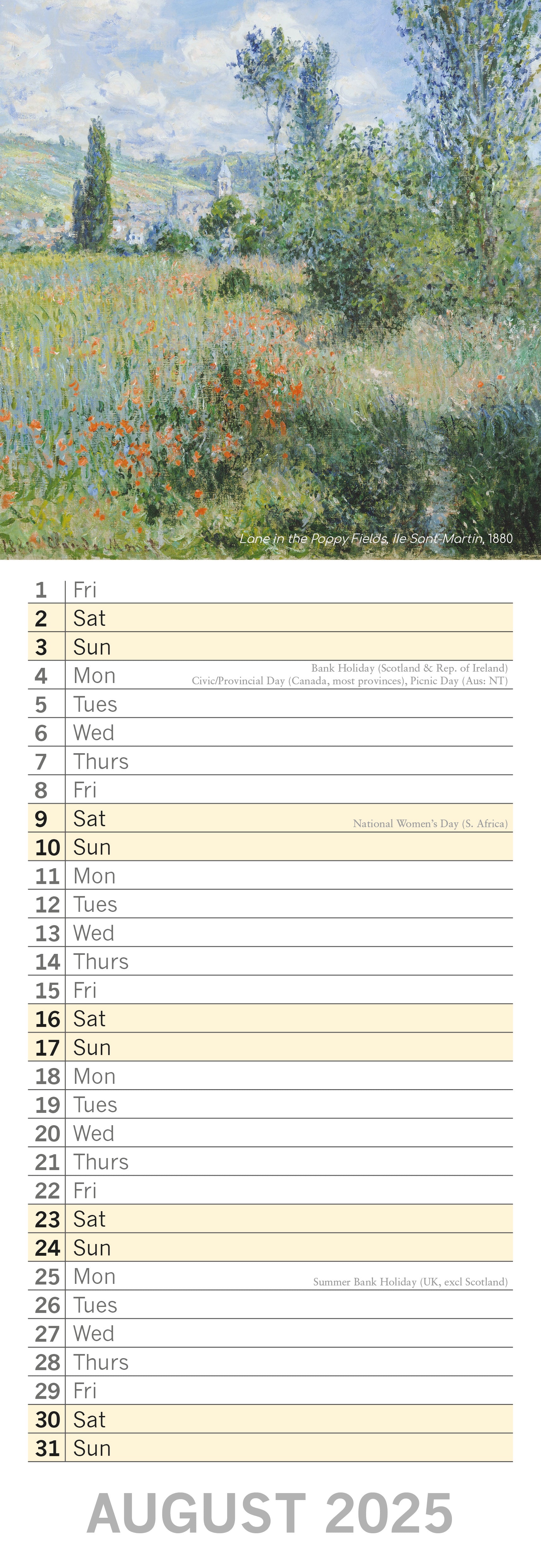 2025 Monet - Slim Wall Calendar