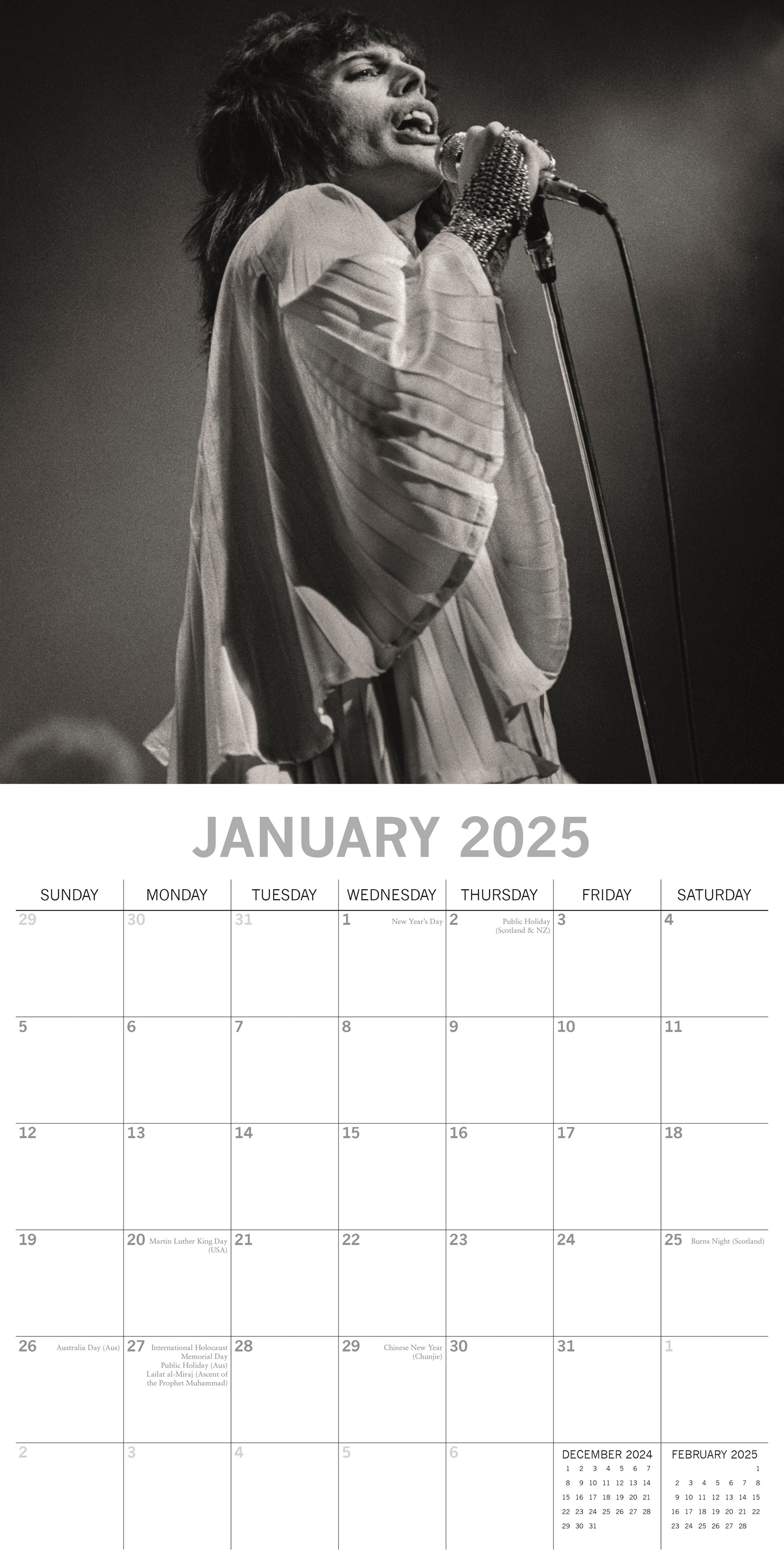 2025 Freddie Mercury - Square Wall Calendar