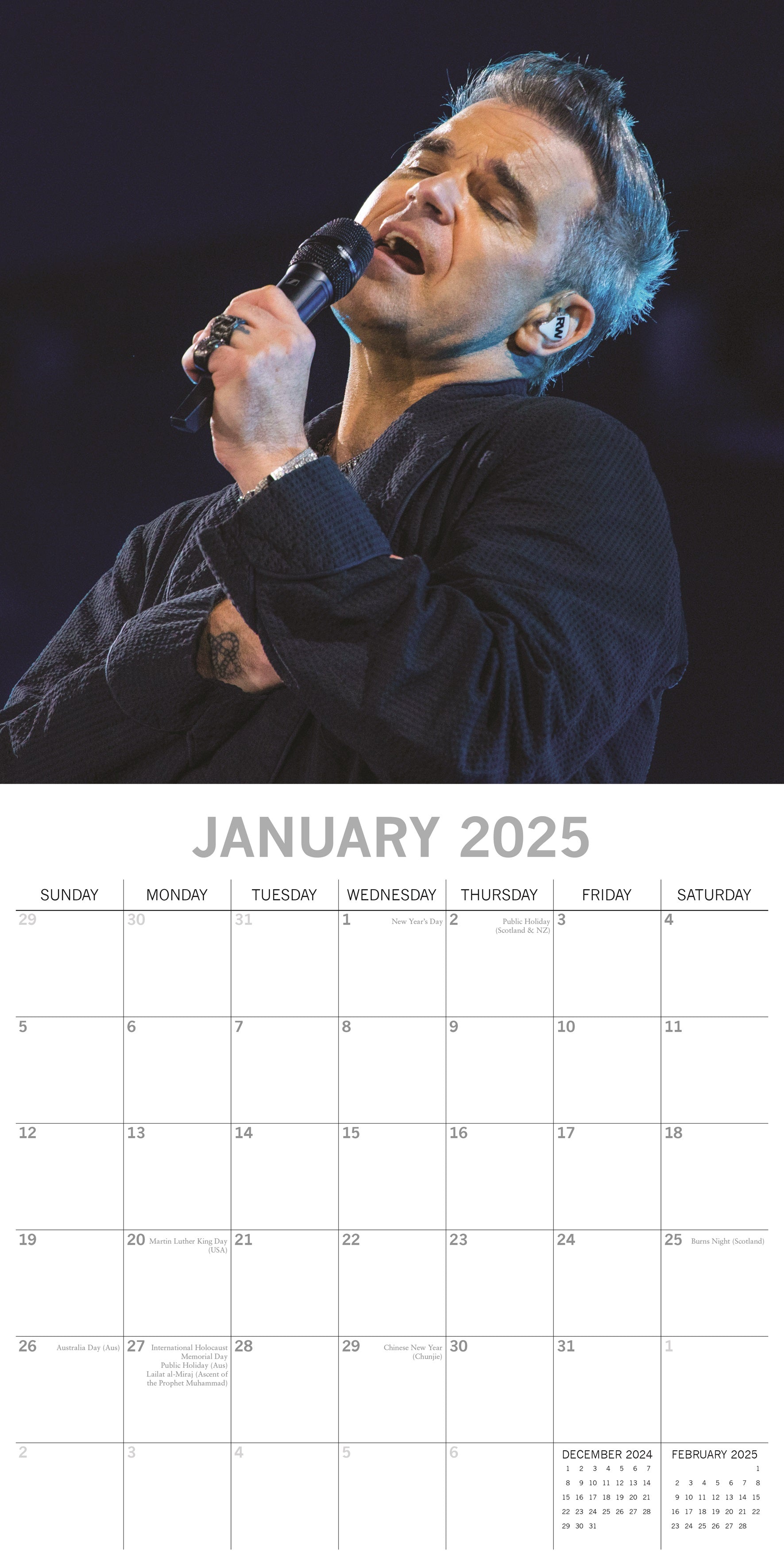 2025 Robbie Williams - Square Wall Calendar