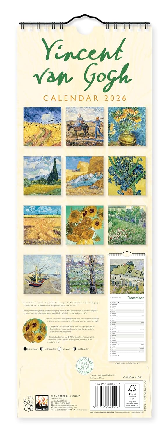 2026 Vincent van Gogh - Slim Wall Calendar