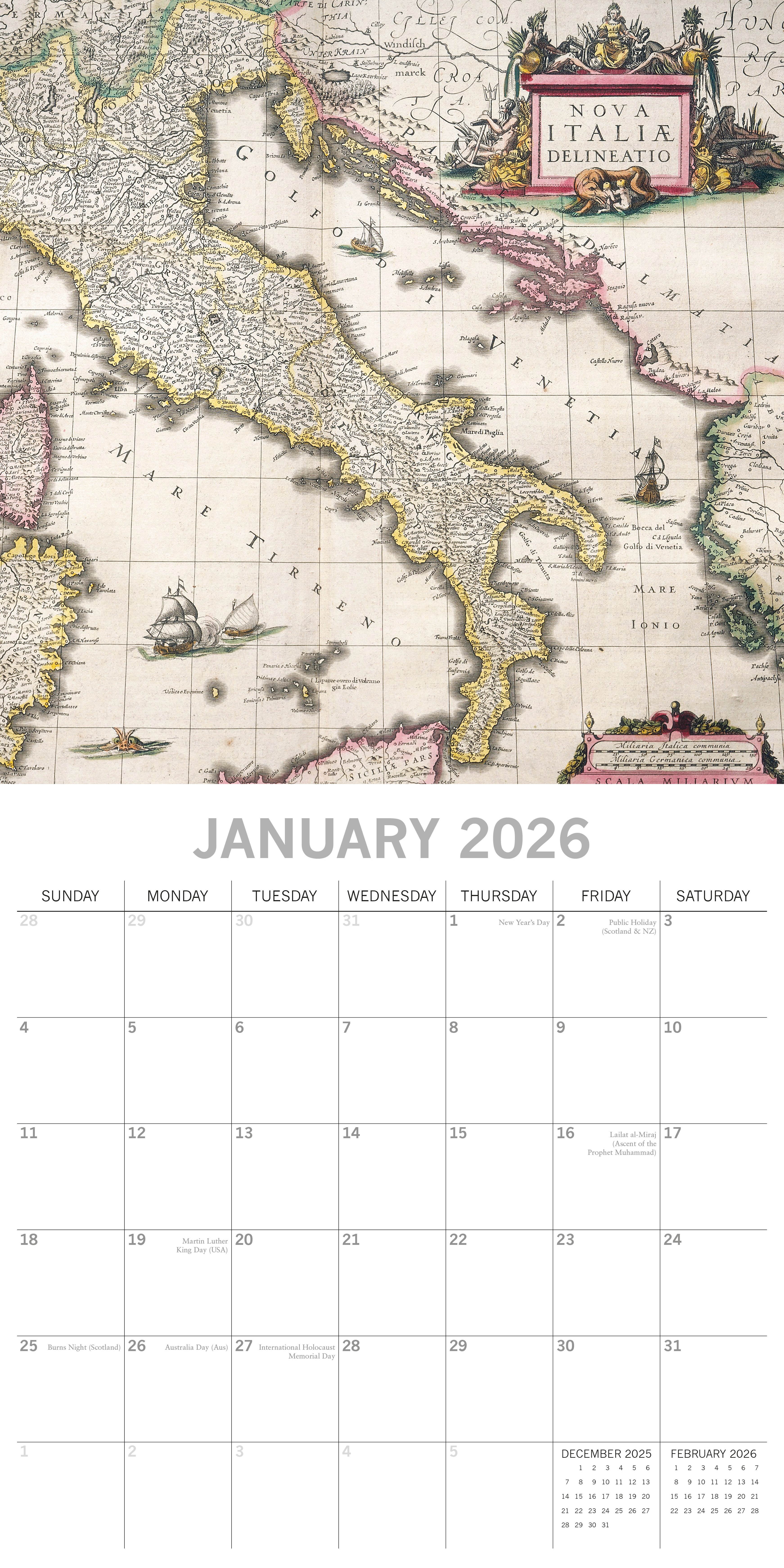 2026 Antique Maps - Square Wall Calendar