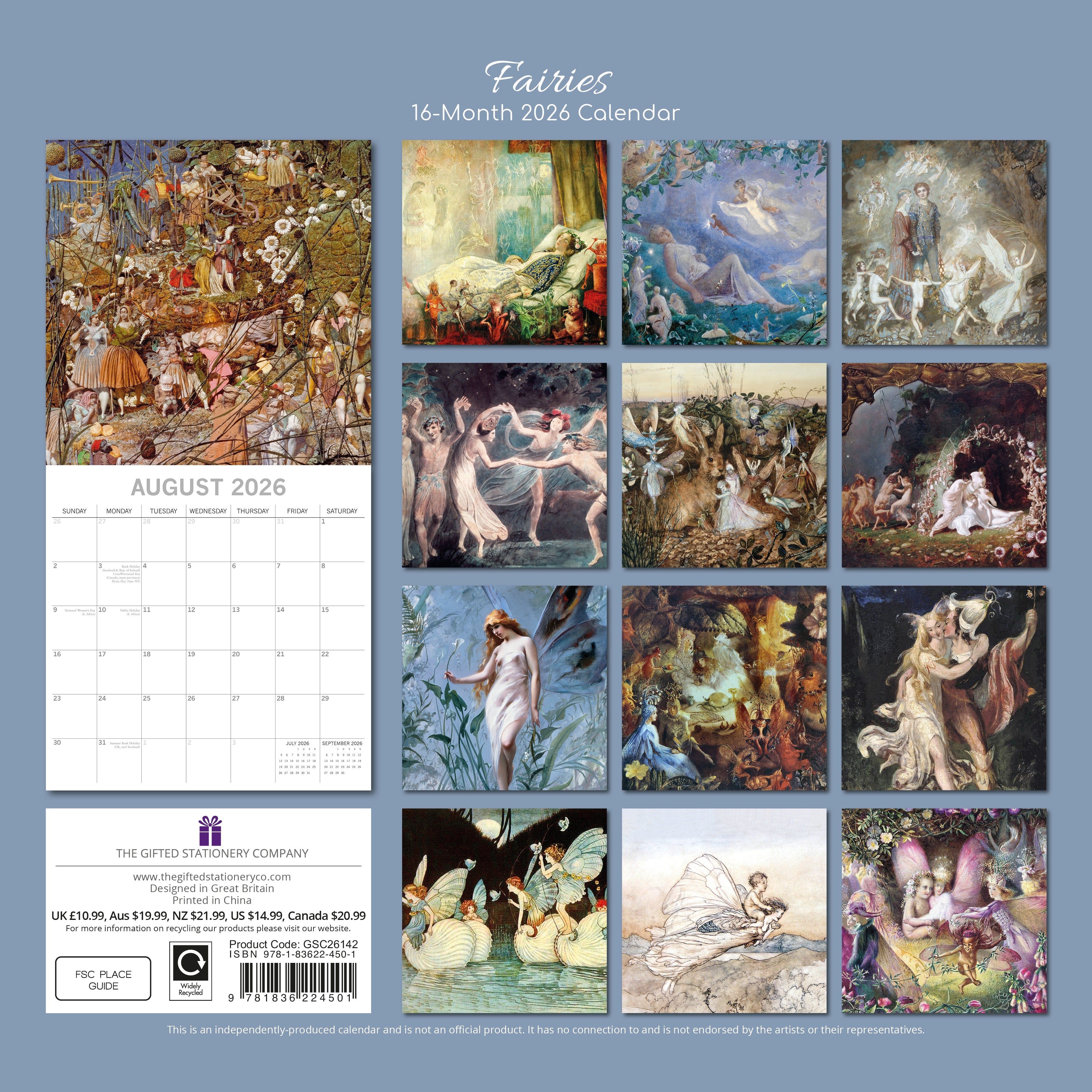 2026 Fairies - Square Wall Calendar