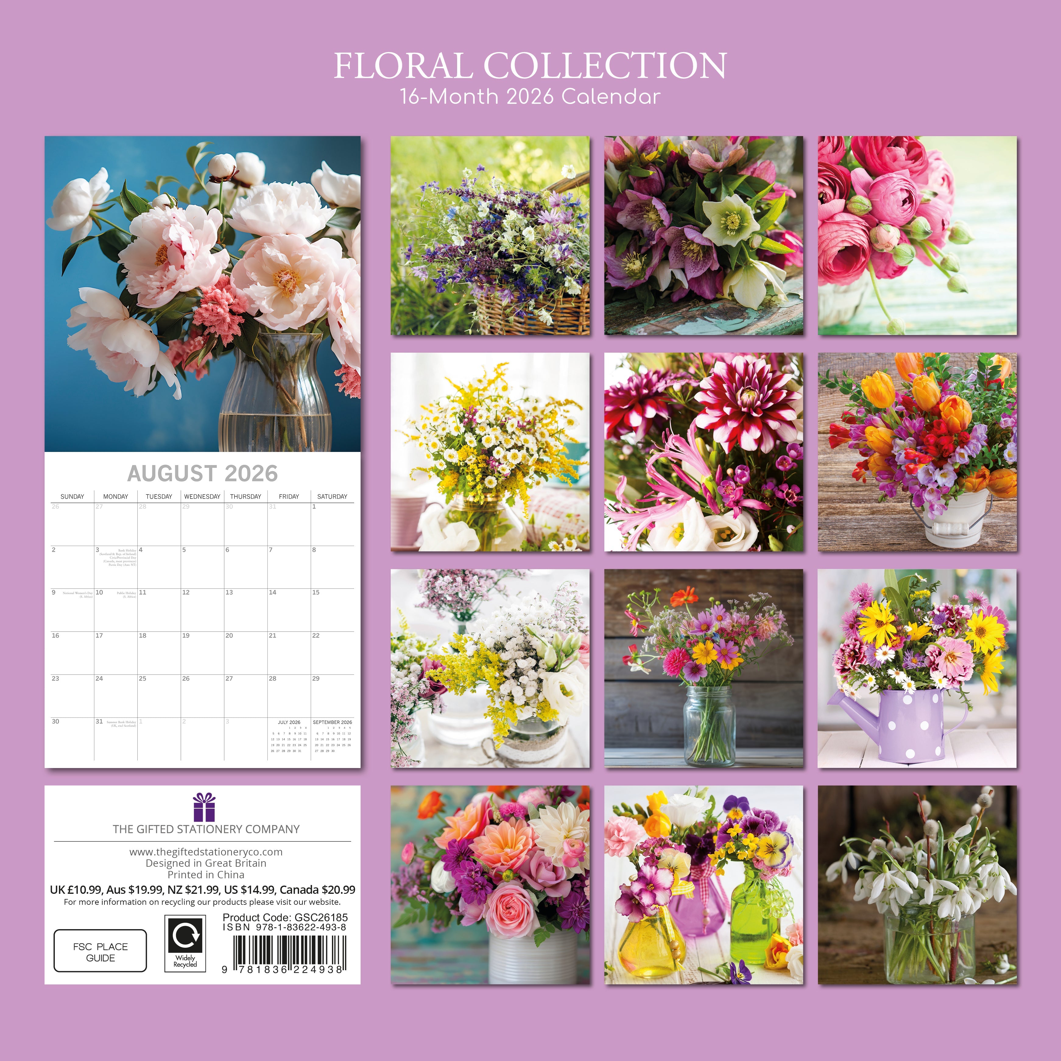 2026 Floral Collection - Square Wall Calendar