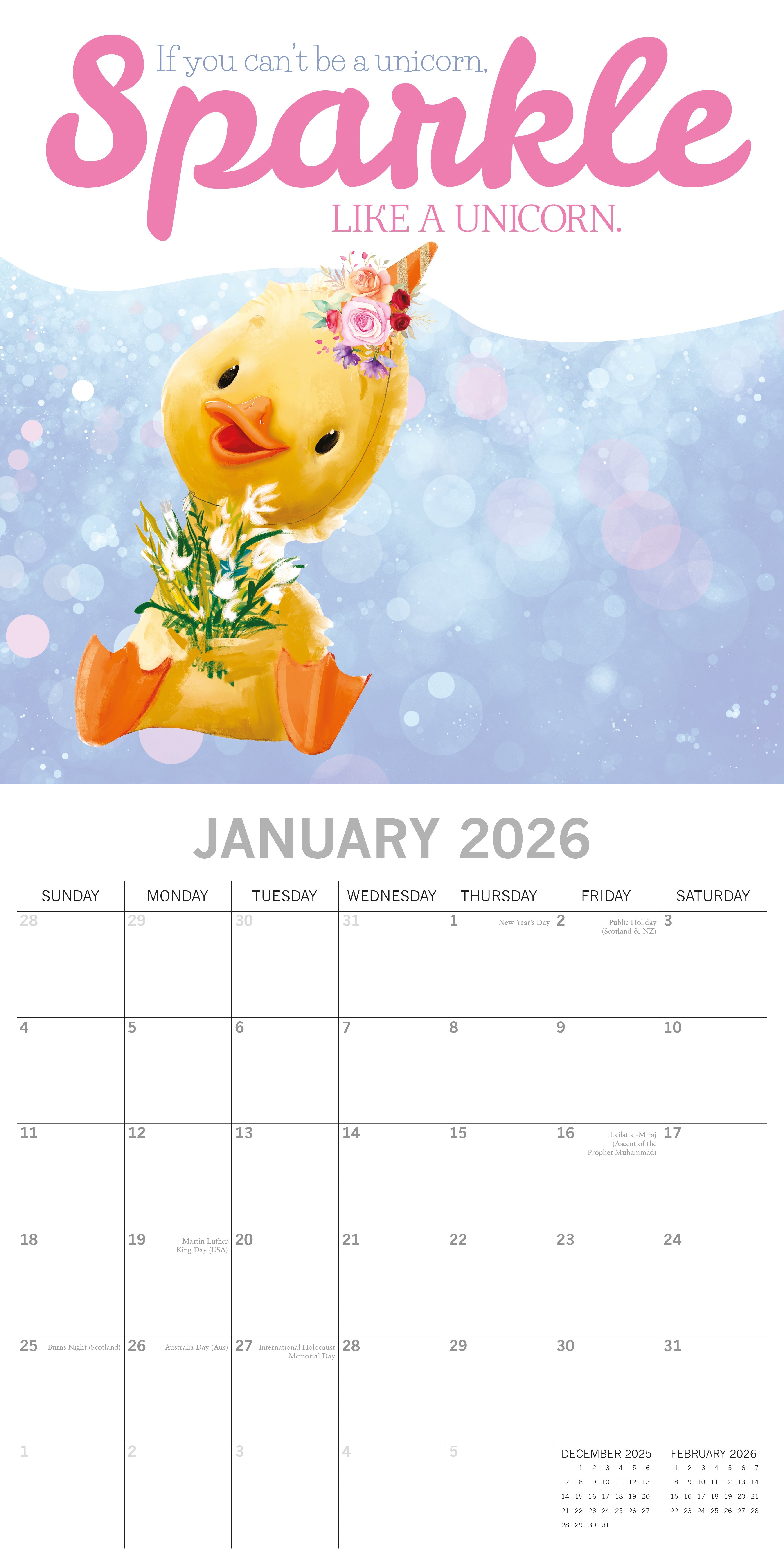 2026 Born to be a Unicorn - Square Wall Calendar