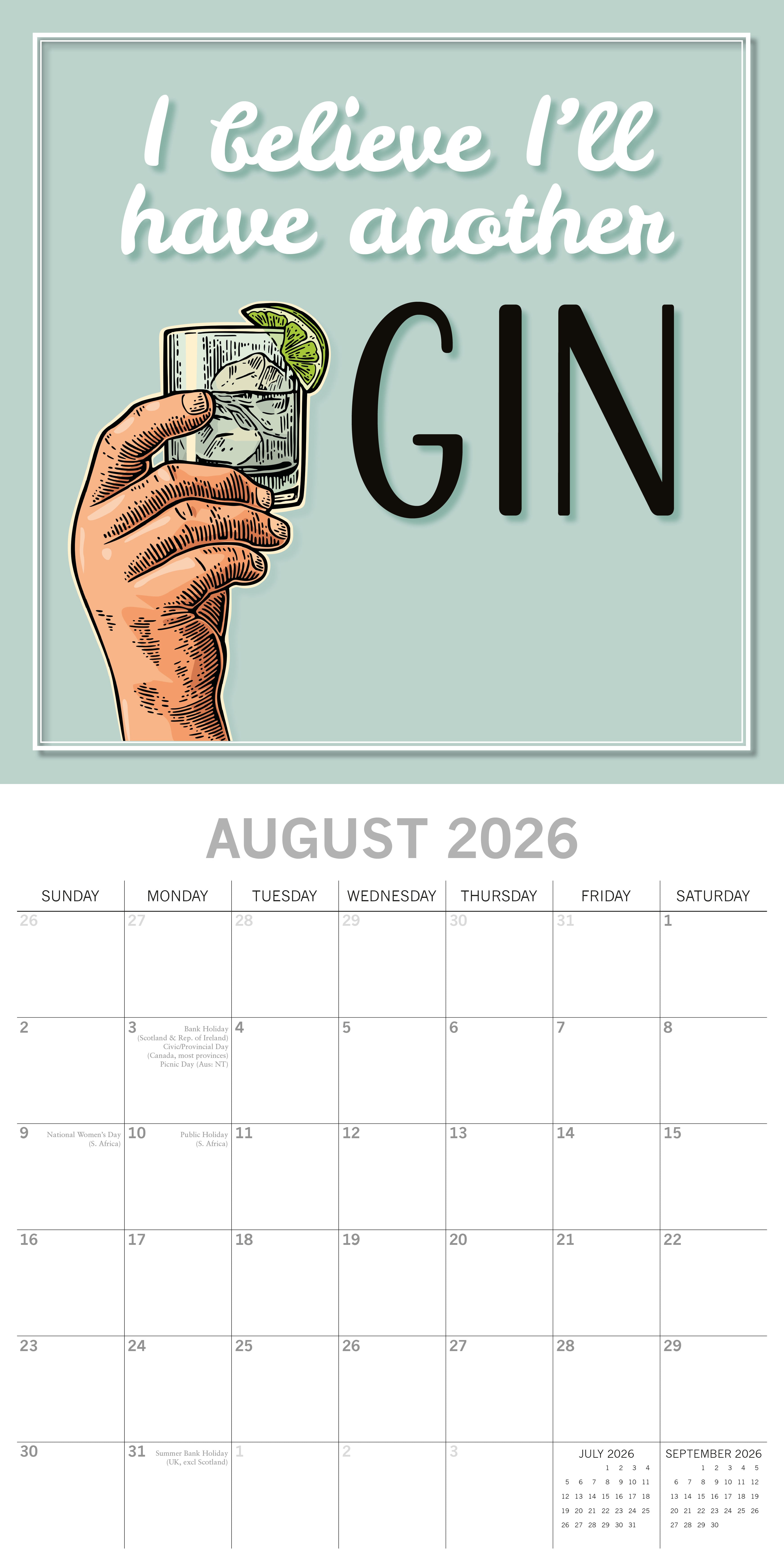 2026 Gin - Square Wall Calendar