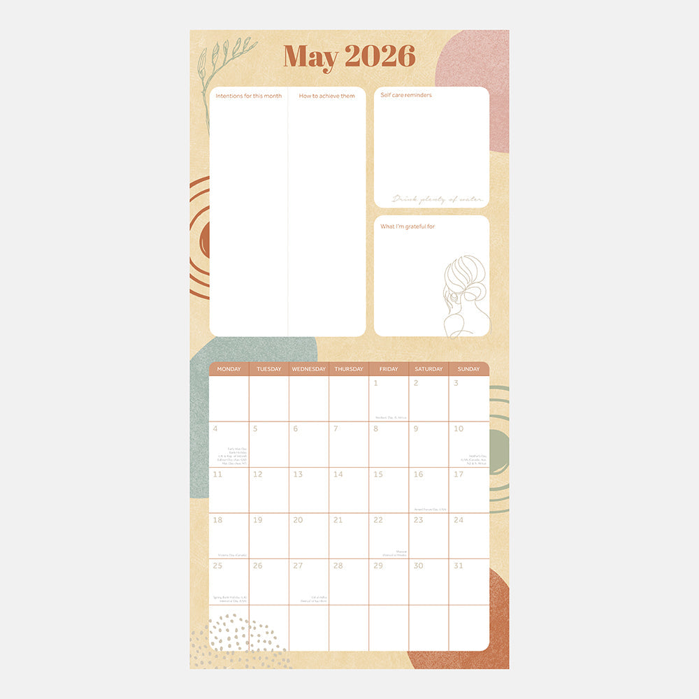 2026 Wellness Planner - Square Wall Calendar