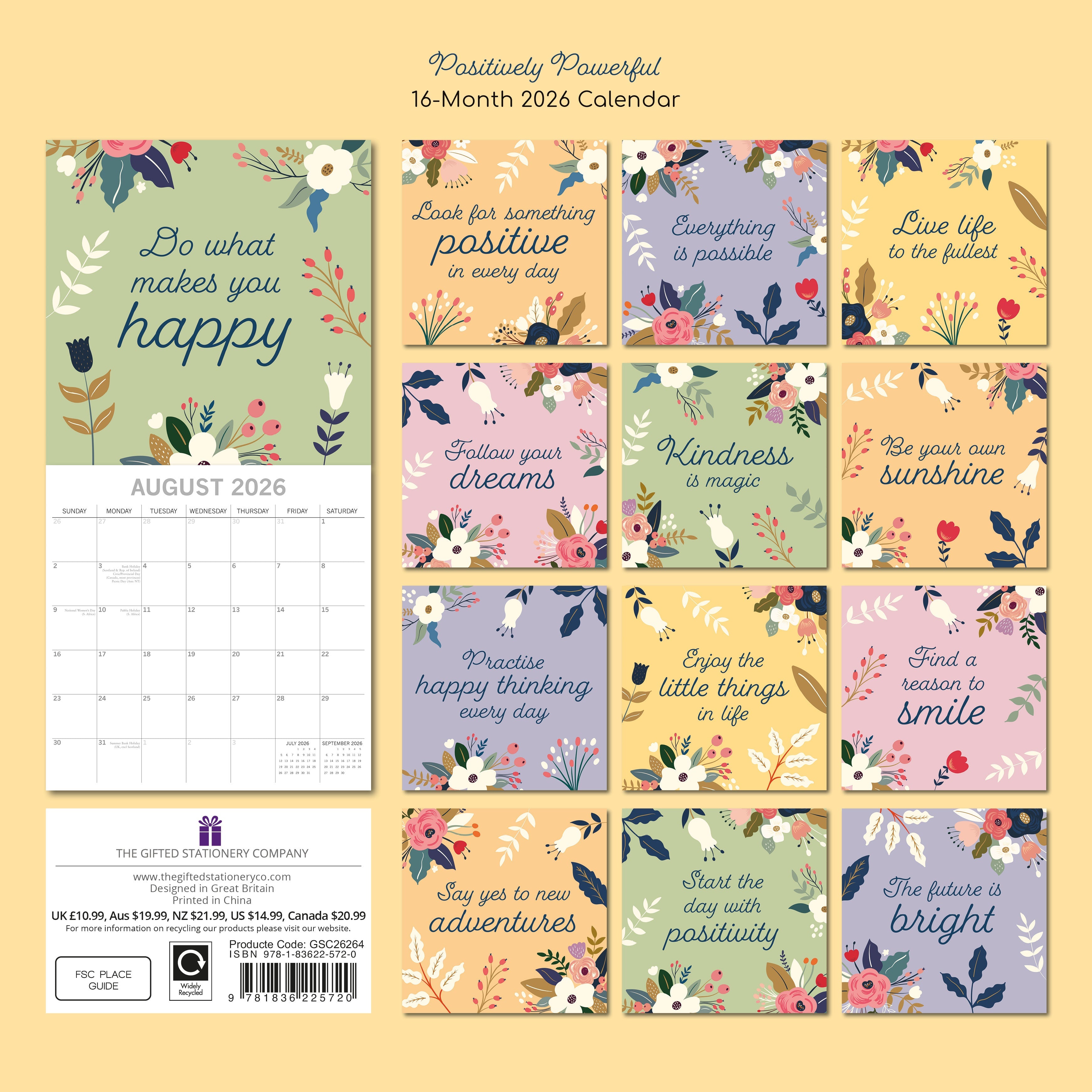 2026 Positively Powerful - Square Wall Calendar