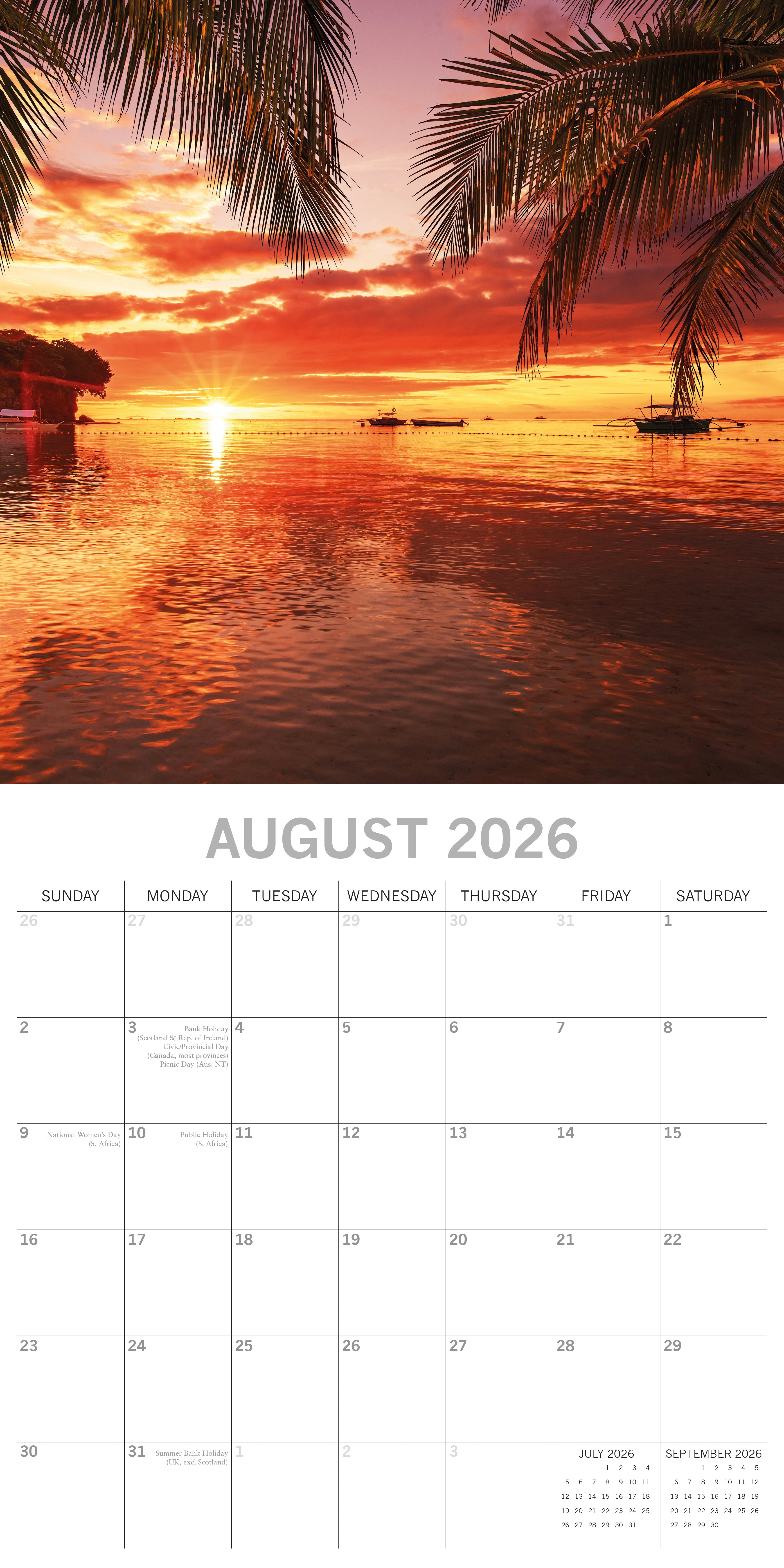 2026 Sunsets - Square Wall Calendar