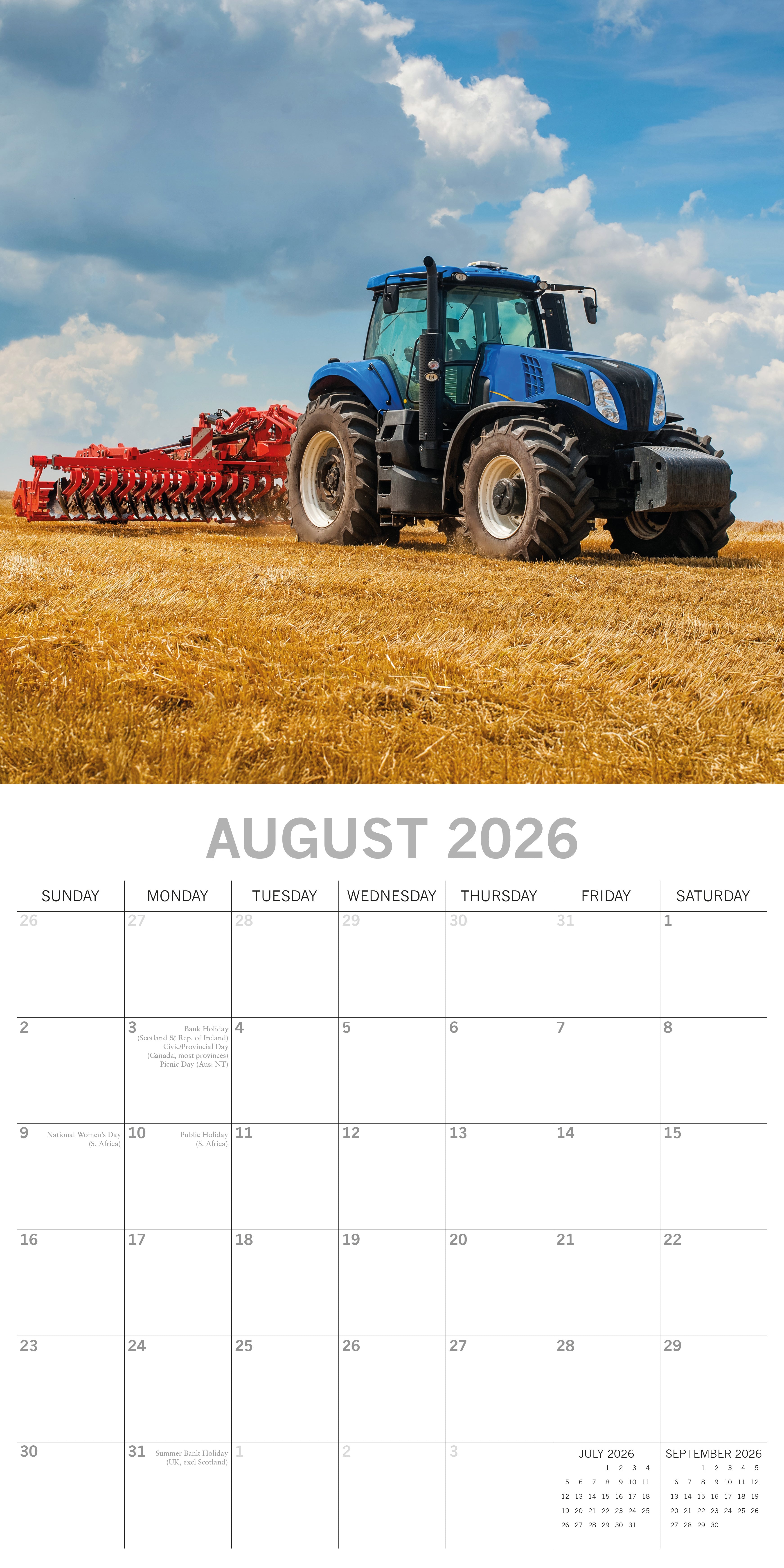 2026 Tractors - Square Wall Calendar