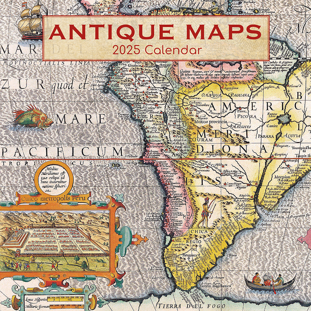 2025 Antique Maps - Square Wall Calendar