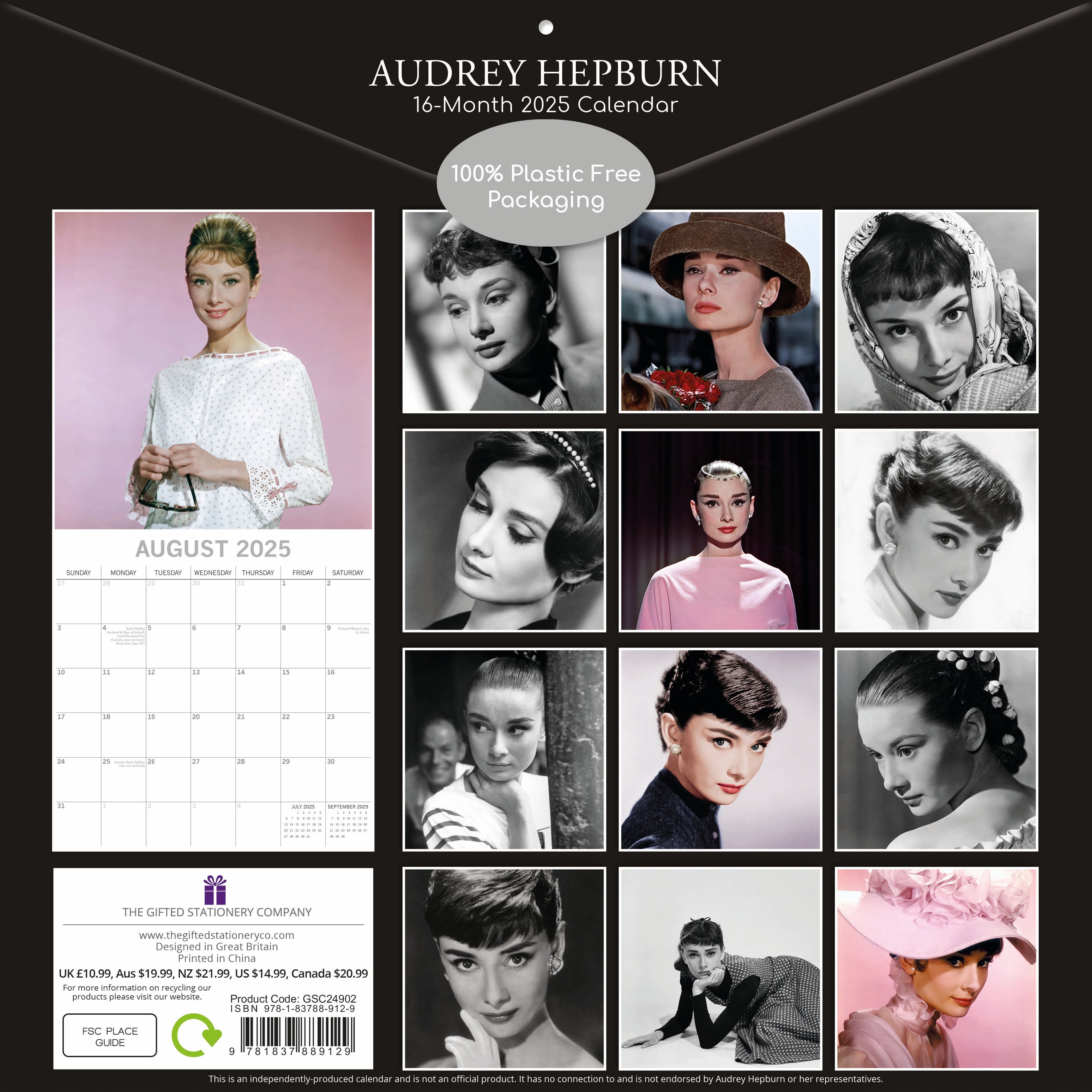 2025 Audrey Hepburn - Square Wall Calendar