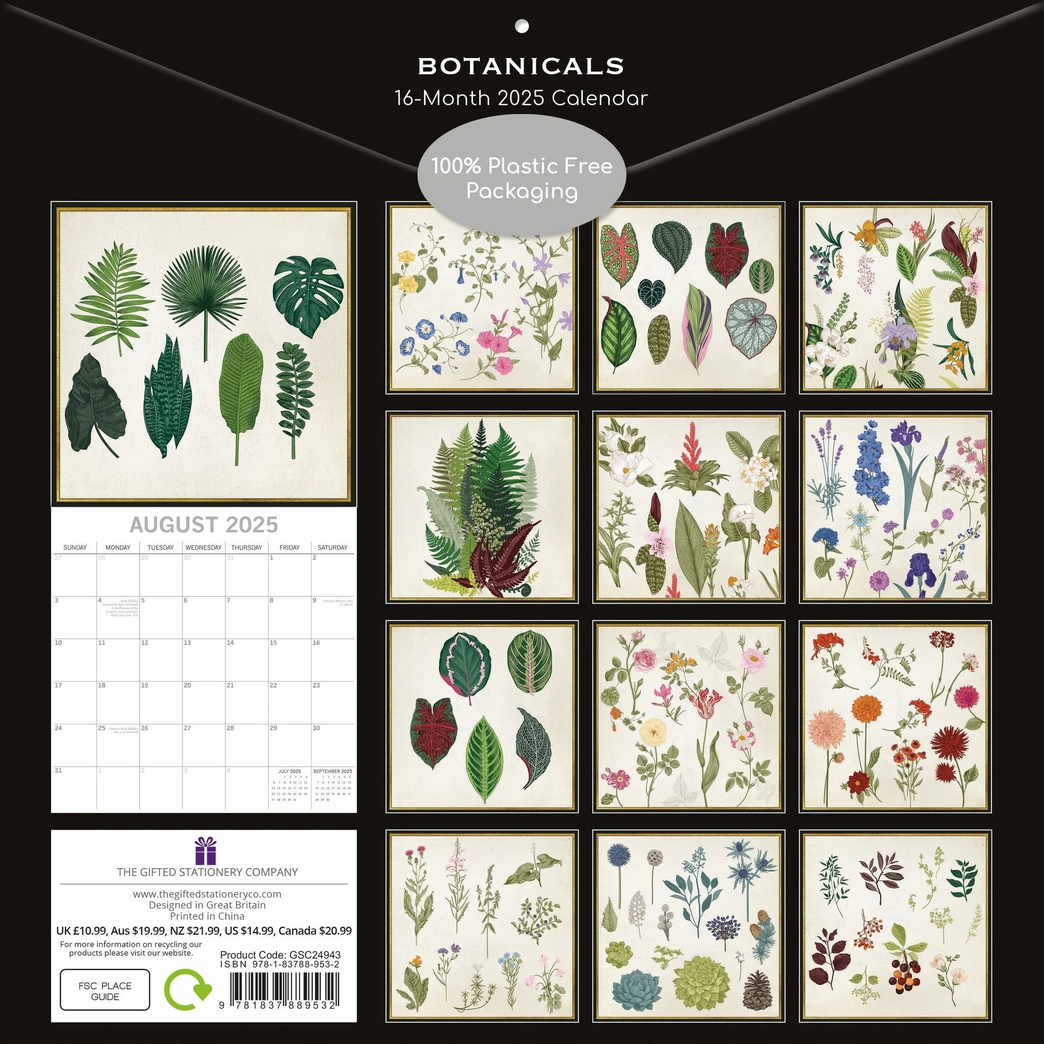 2025 Botanicals - Square Wall Calendar