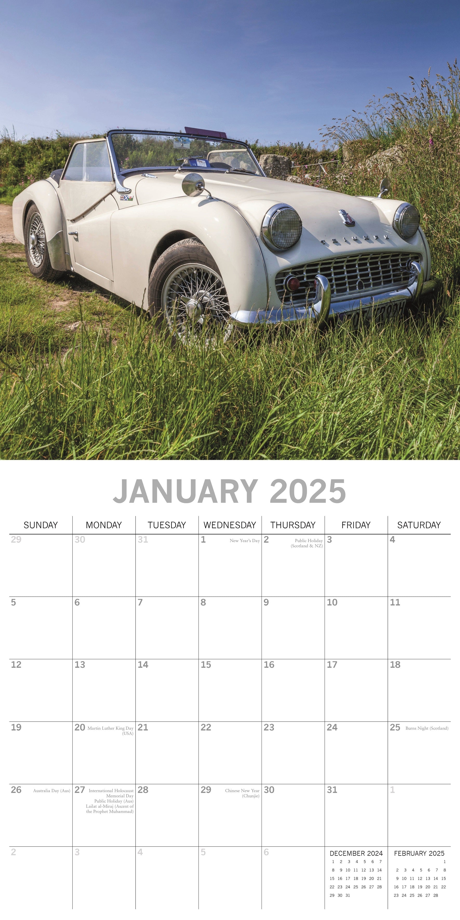 2025 Classic Cars - Square Wall Calendar