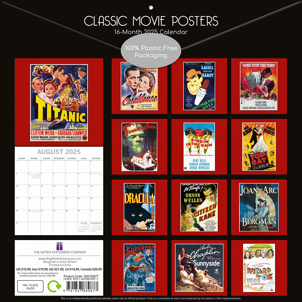 2025 Classic Movie Posters - Square Wall Calendar