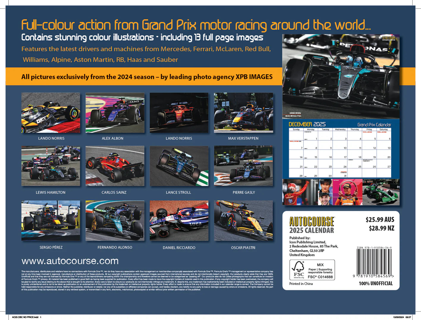 2025 Autocourse Grand Prix - Deluxe Wall Calendar