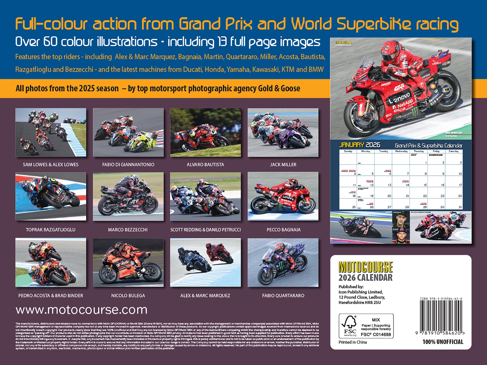 2026 Motocourse Grand Prix & Superbike - Deluxe Wall Calendar