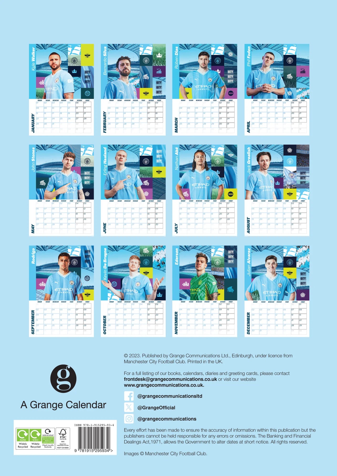 2024 Manchester City FC - A3 Wall Calendar  SOLD OUT