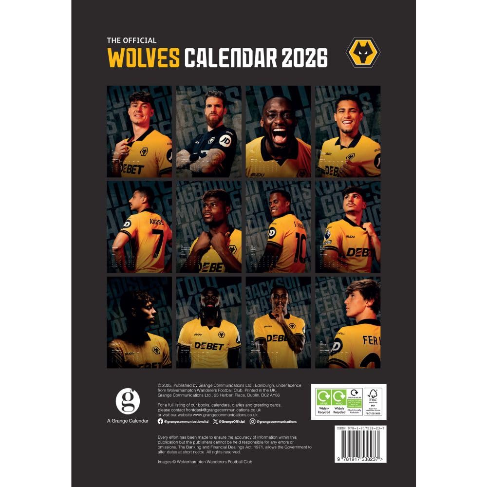 2026 Wolverhampton FC - A3 Wall Calendar