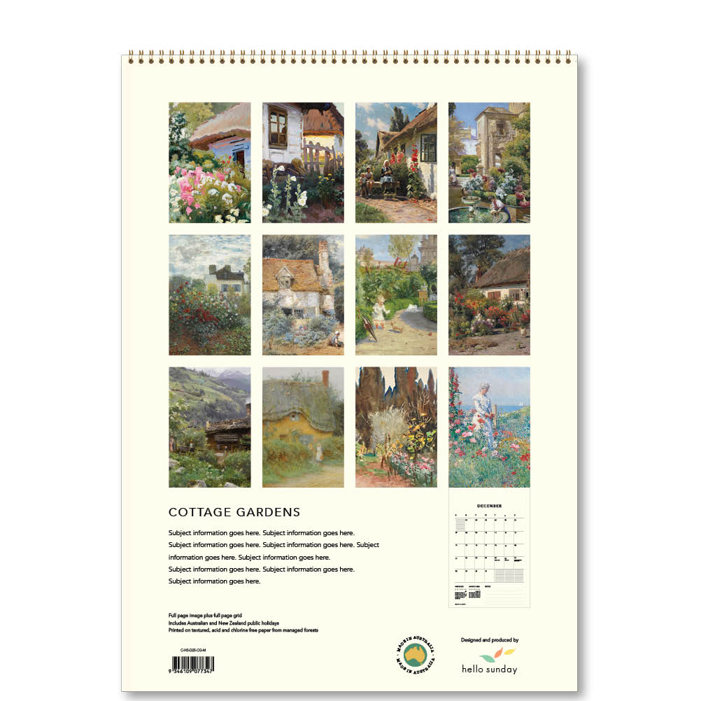 2025 Cottage Gardens - Deluxe Wall Calendar