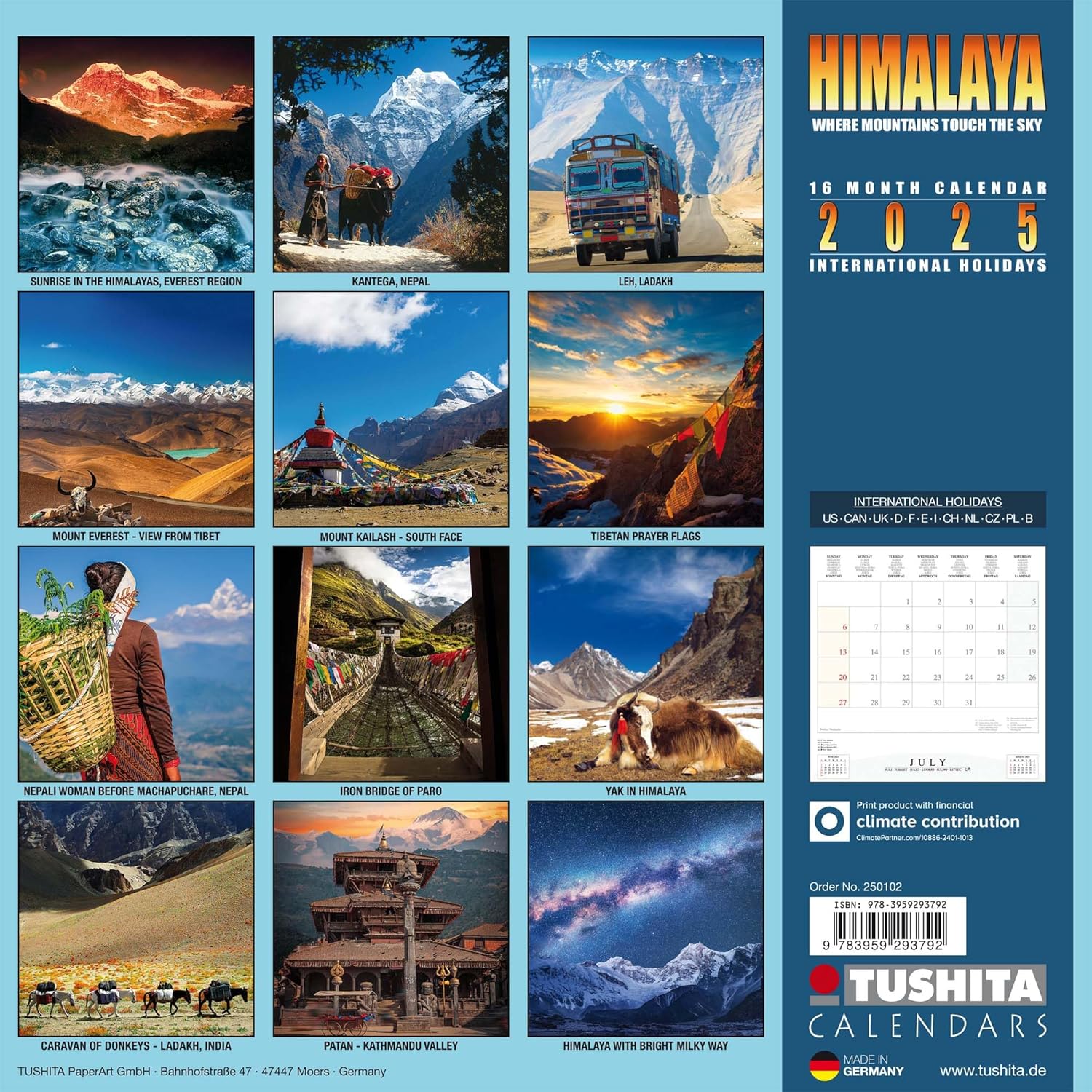 2025 Himalaya Where Mountains Touch the Sky - Square Wall Calendar