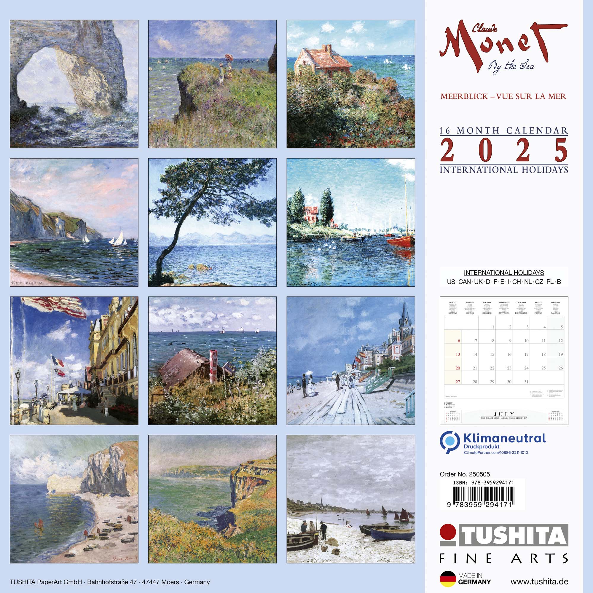 2025 Claude Monet By the Sea - Square Wall Calendar